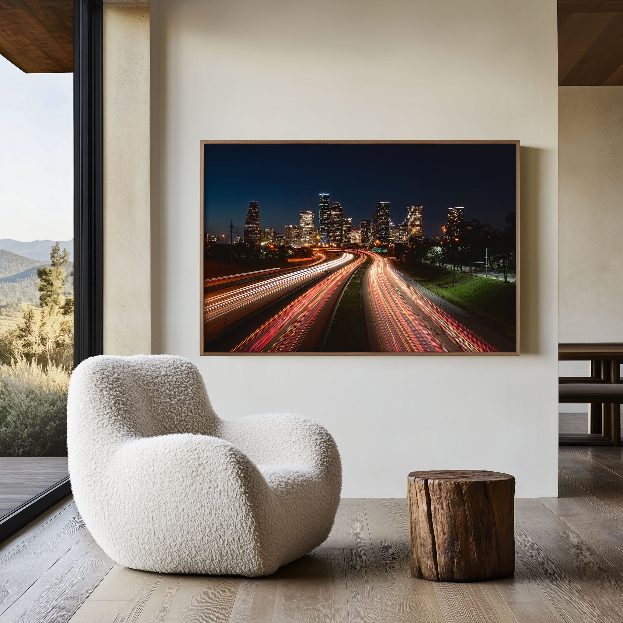 Houston Downtown Skyline Night Wall Art Print, Texas