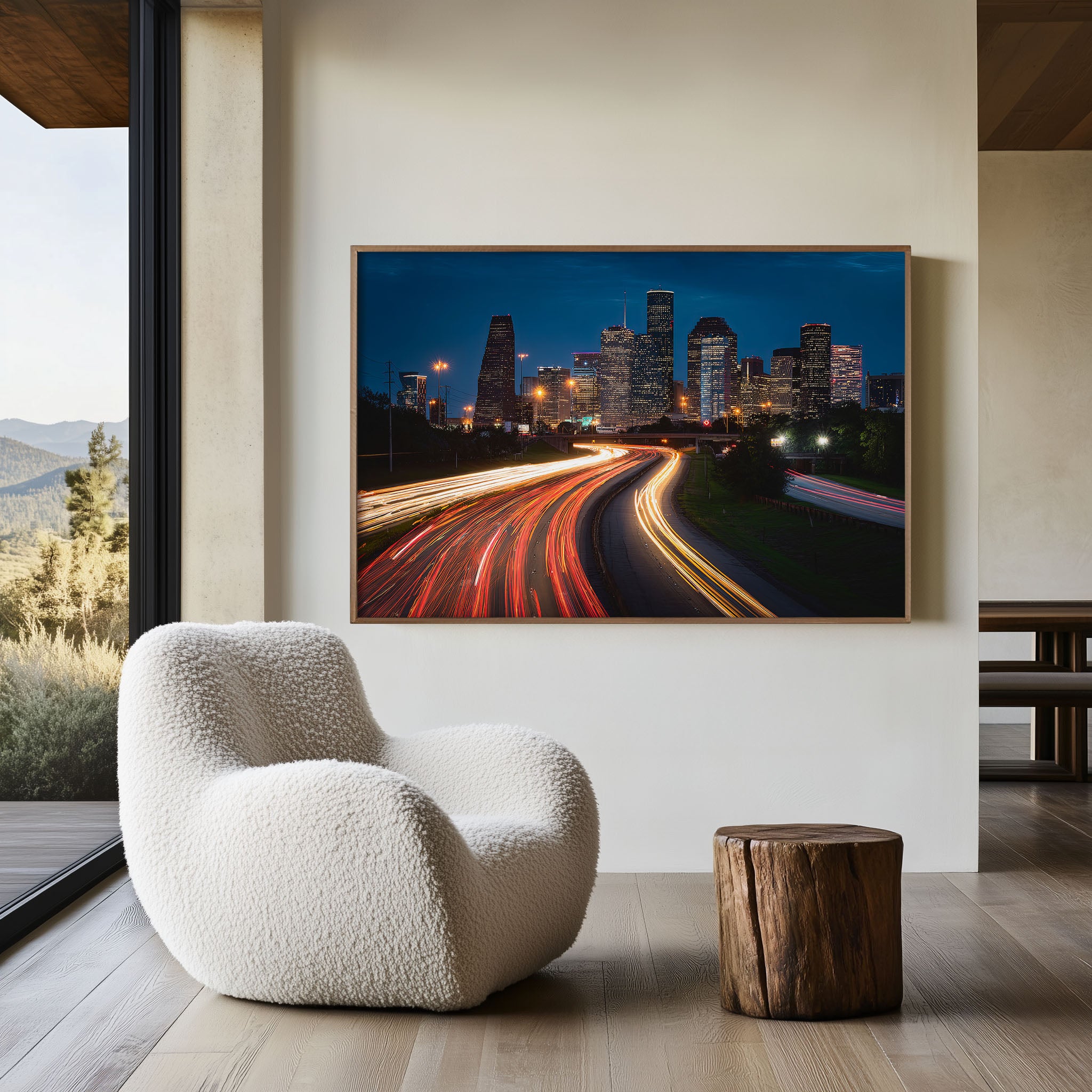 Houston Skyline Night Wall Art Print, Texas City Lights
