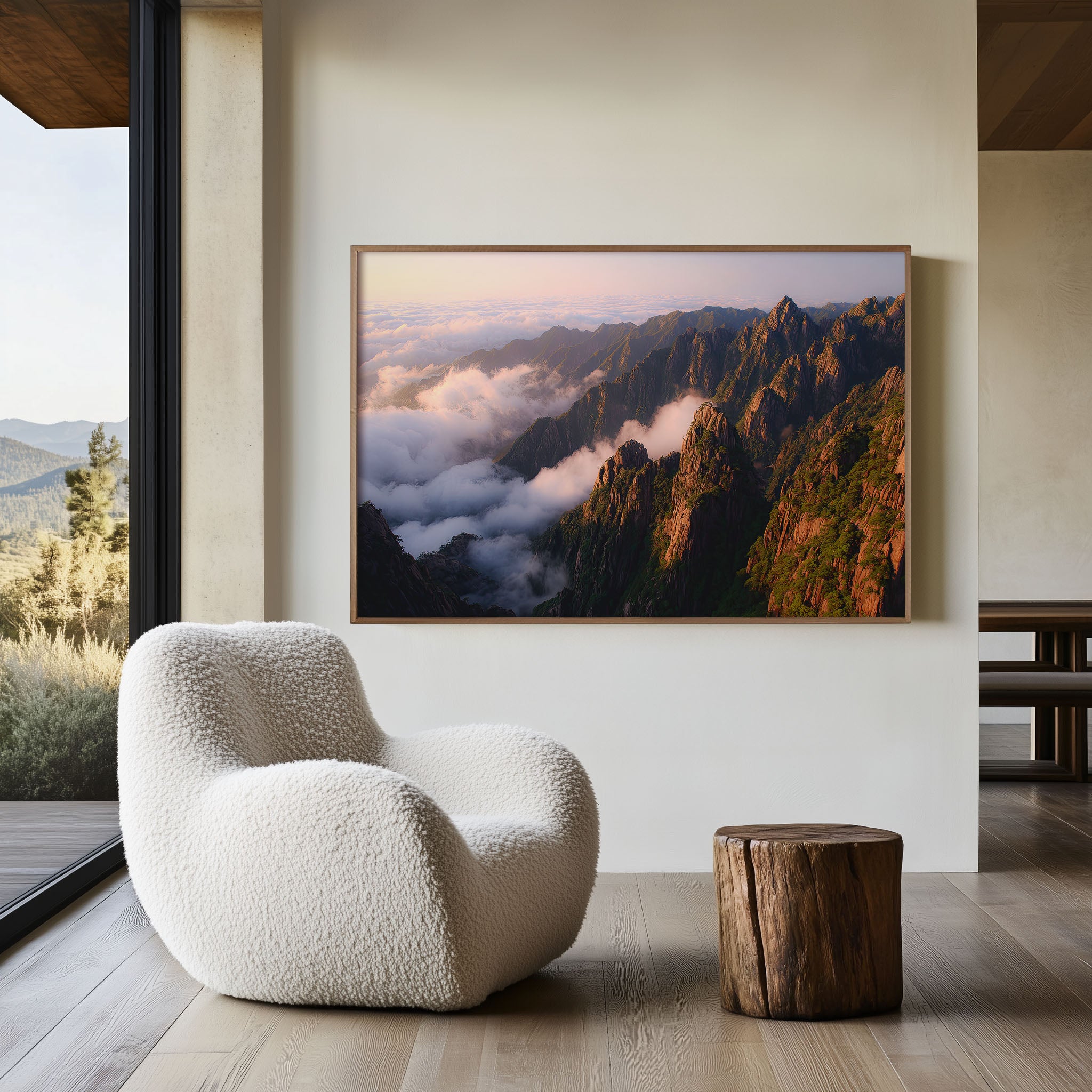 Huangshan Golden Mountains China Wall Art Print – Sunrise Cloudscape