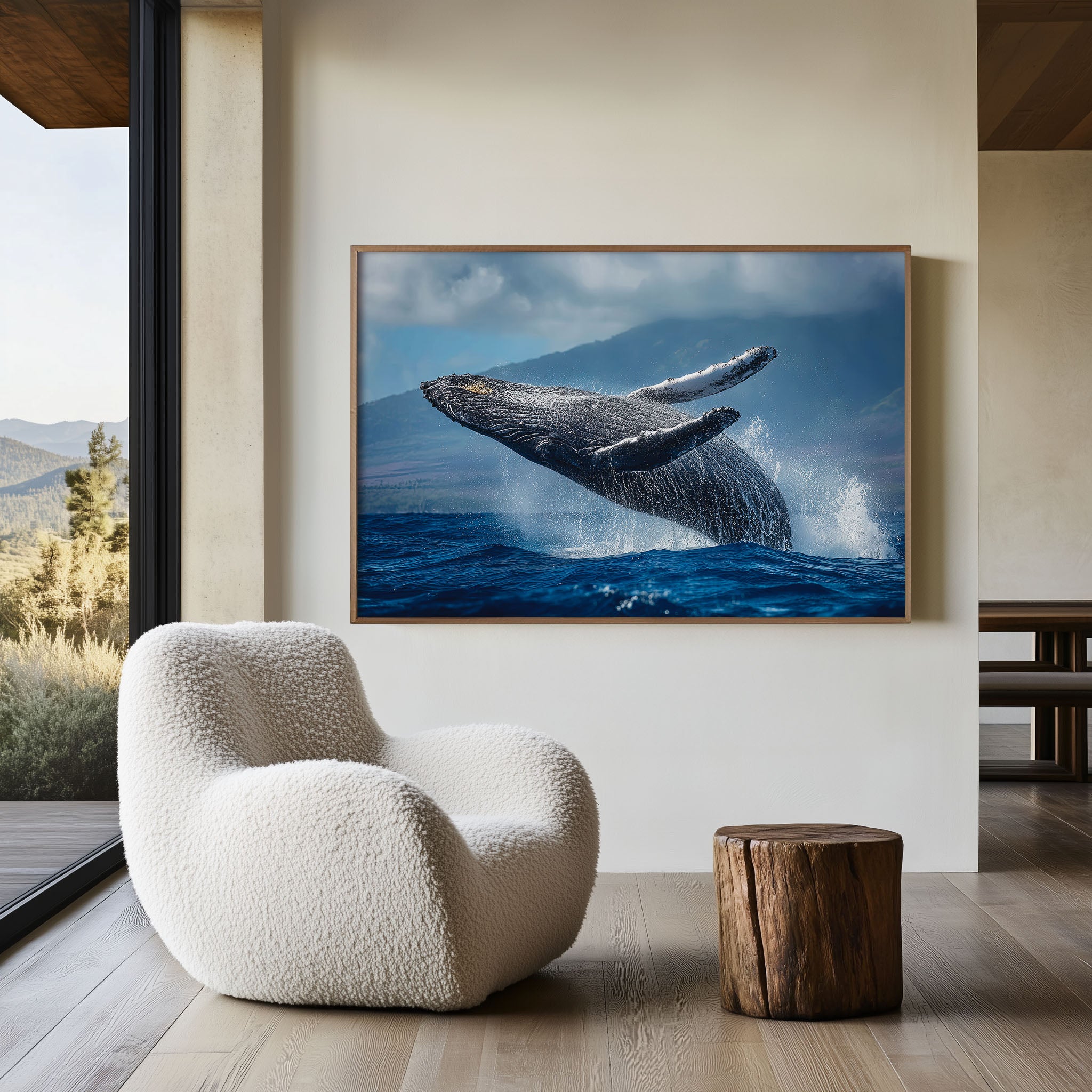 Humpback Whale Breach Wall Art – Ocean Wildlife Photography Print