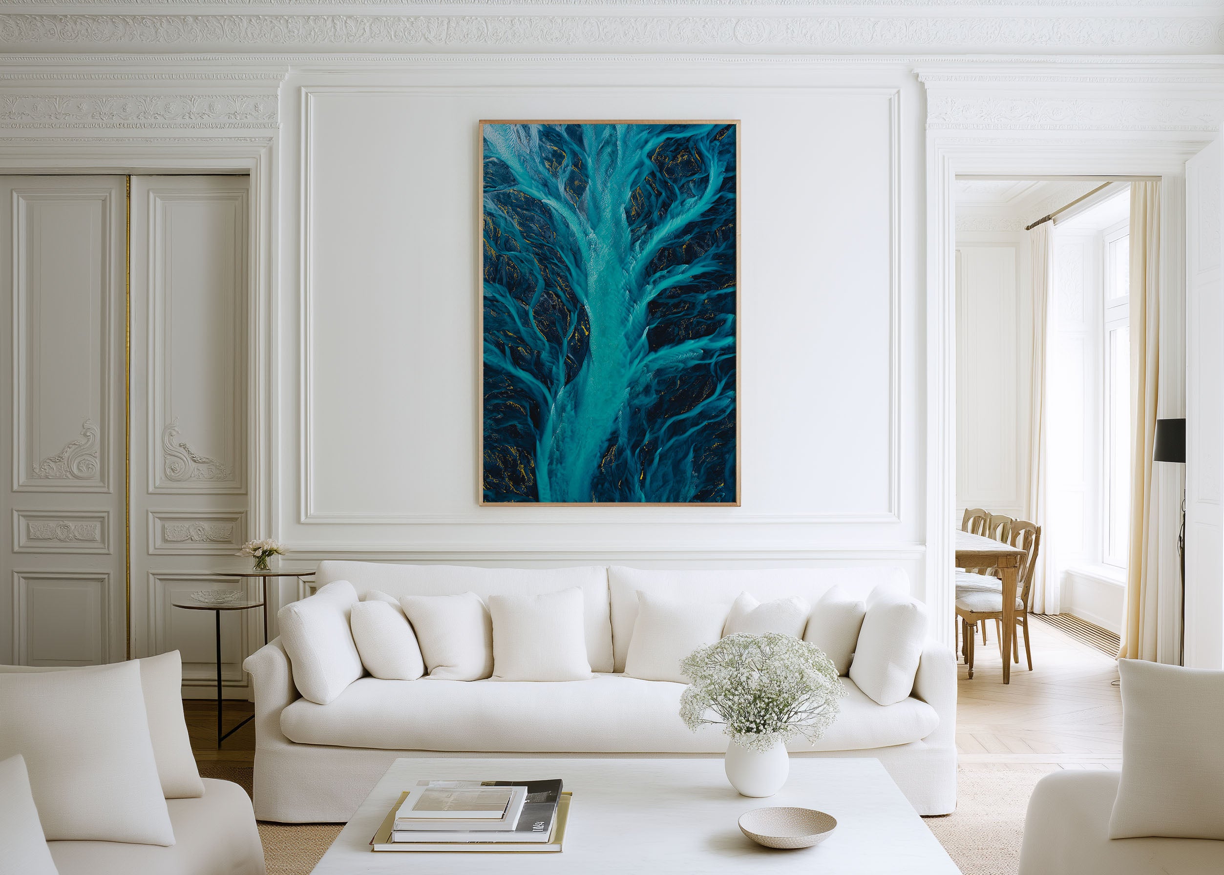 Iceland Glacial River Aerial Wall Art | Turquoise Braided Channels Abstract Nature Print | Iceland Landscape Photography