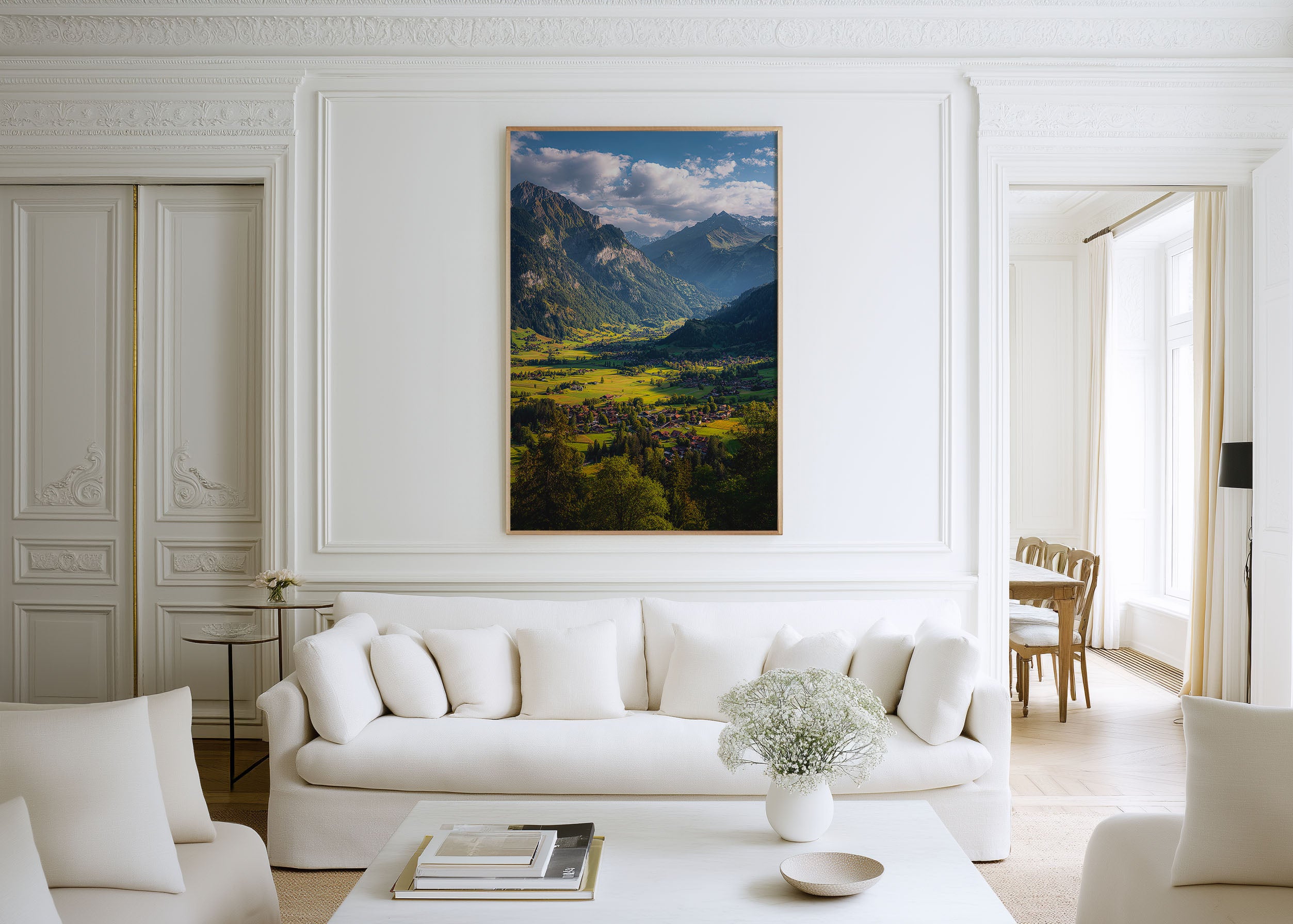 Swiss Alps Wall Art Print – Interlaken Valley Landscape Canvas, Switzerland Mountain Scenery, Nature Travel Wall Decor