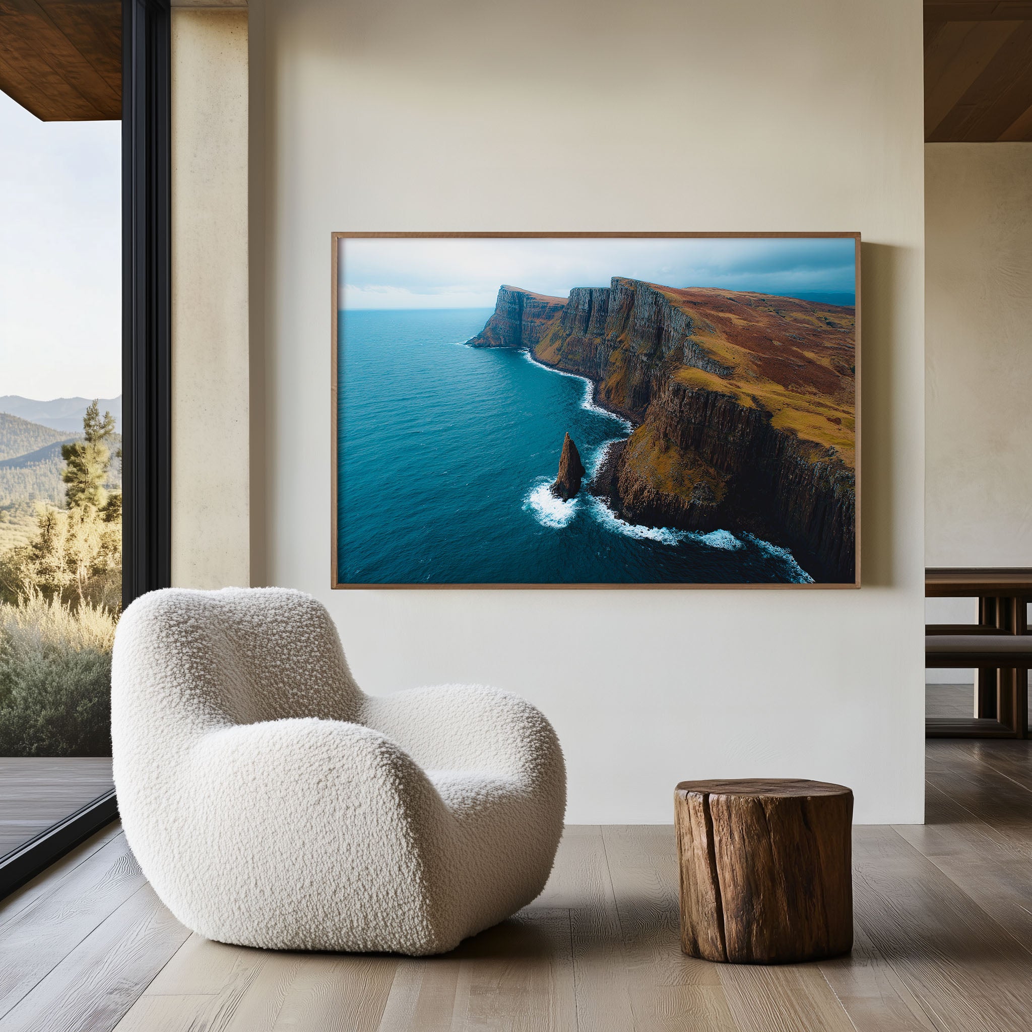 Isle of Skye Sea Stack Print | Scotland Aerial Cliffs Ocean Photography Wall Art