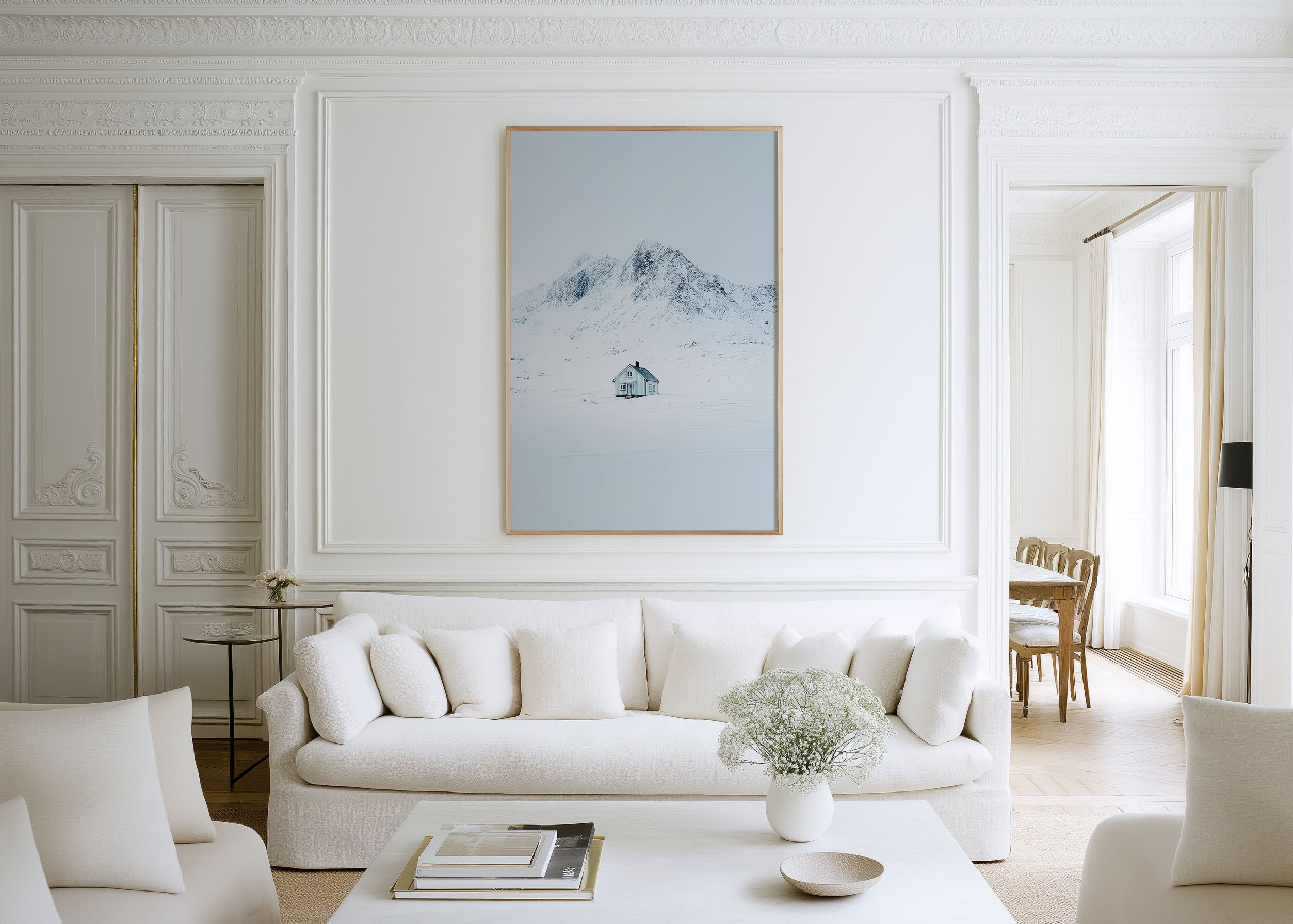 Lofoten Isolated Cabin Snow Print | Minimalist Norway Winter Wall Art | Arctic Wilderness Photography