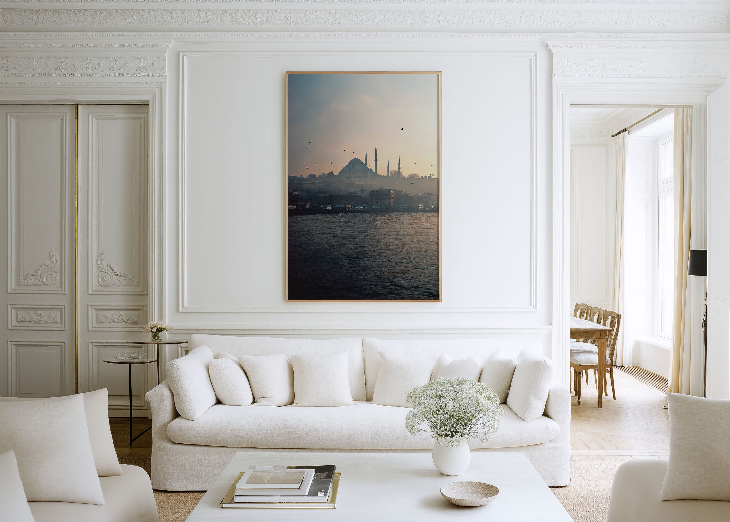 Istanbul Skyline Wall Art Print | Süleymaniye Mosque Bosphorus Photography | Turkey Cityscape Foggy Sunrise Poster | Islamic Architecture Travel Print | Moody Home Decor