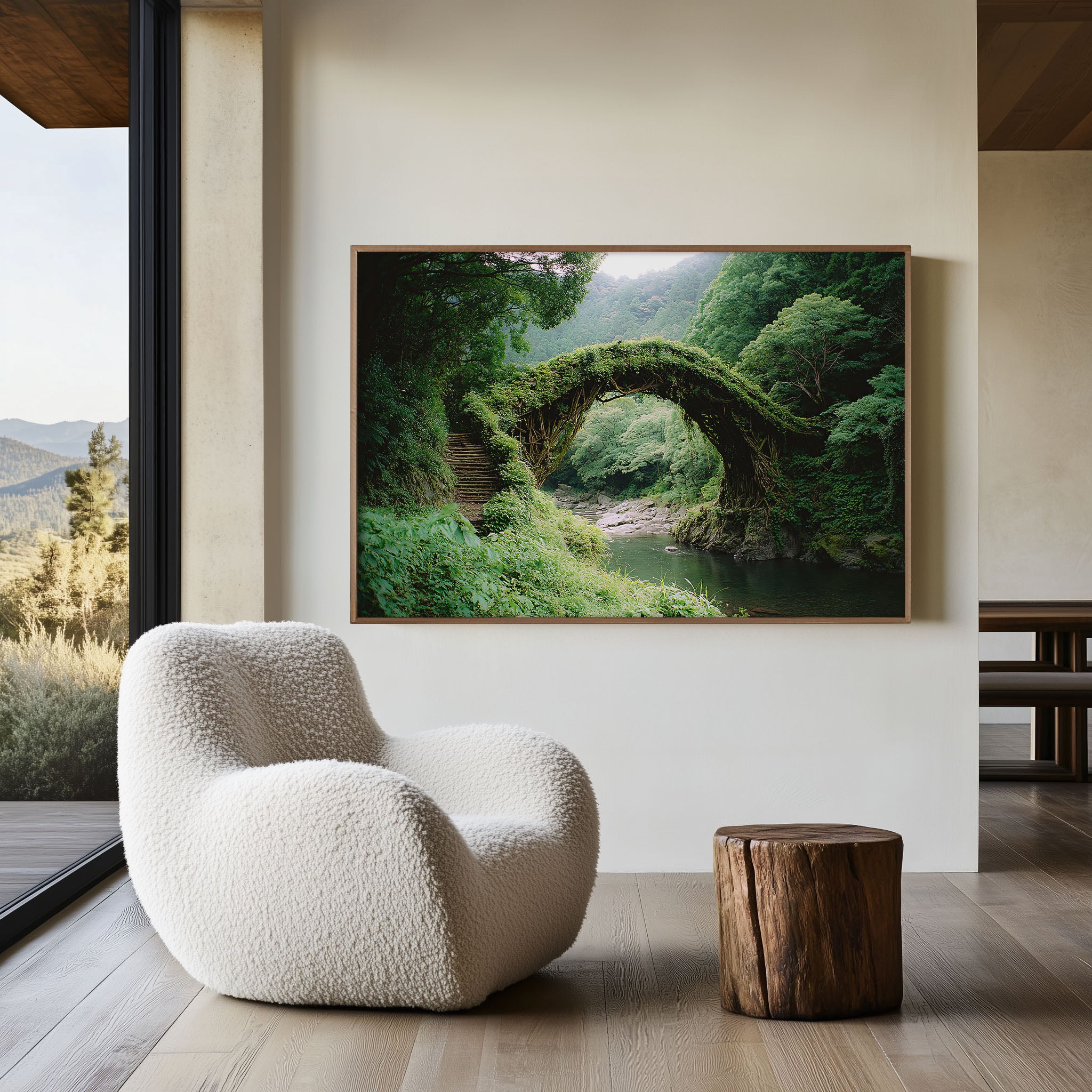 Iya Valley Vine Bridge Japan Wall Art Print, Shikoku Forest River