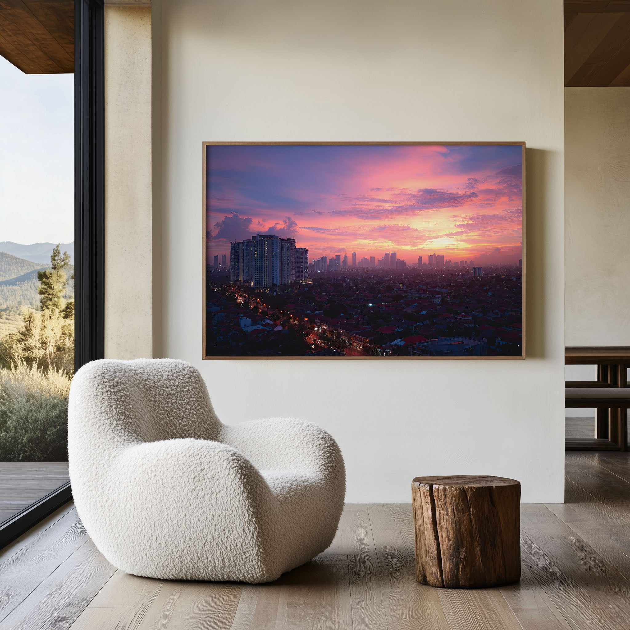 Jakarta Indonesia Skyline Sunset Wall Art Print – Pink City Dusk