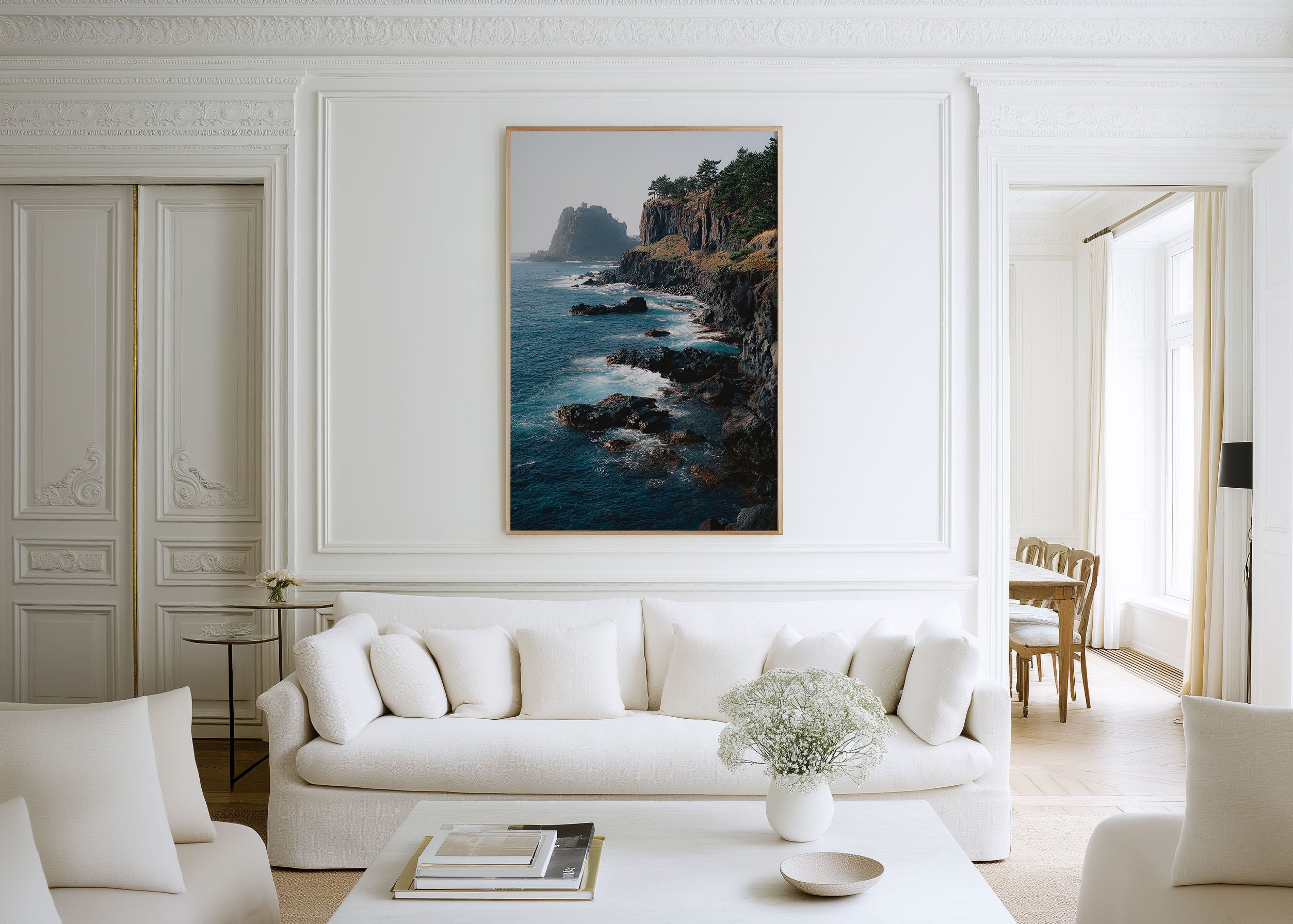 Jeju Island Cliffs Wall Art Print | South Korea Volcanic Coastline Photography | Jusangjeolli Basalt Sea Cliffs Poster | Korean Nature Travel Print | Coastal Home Decor