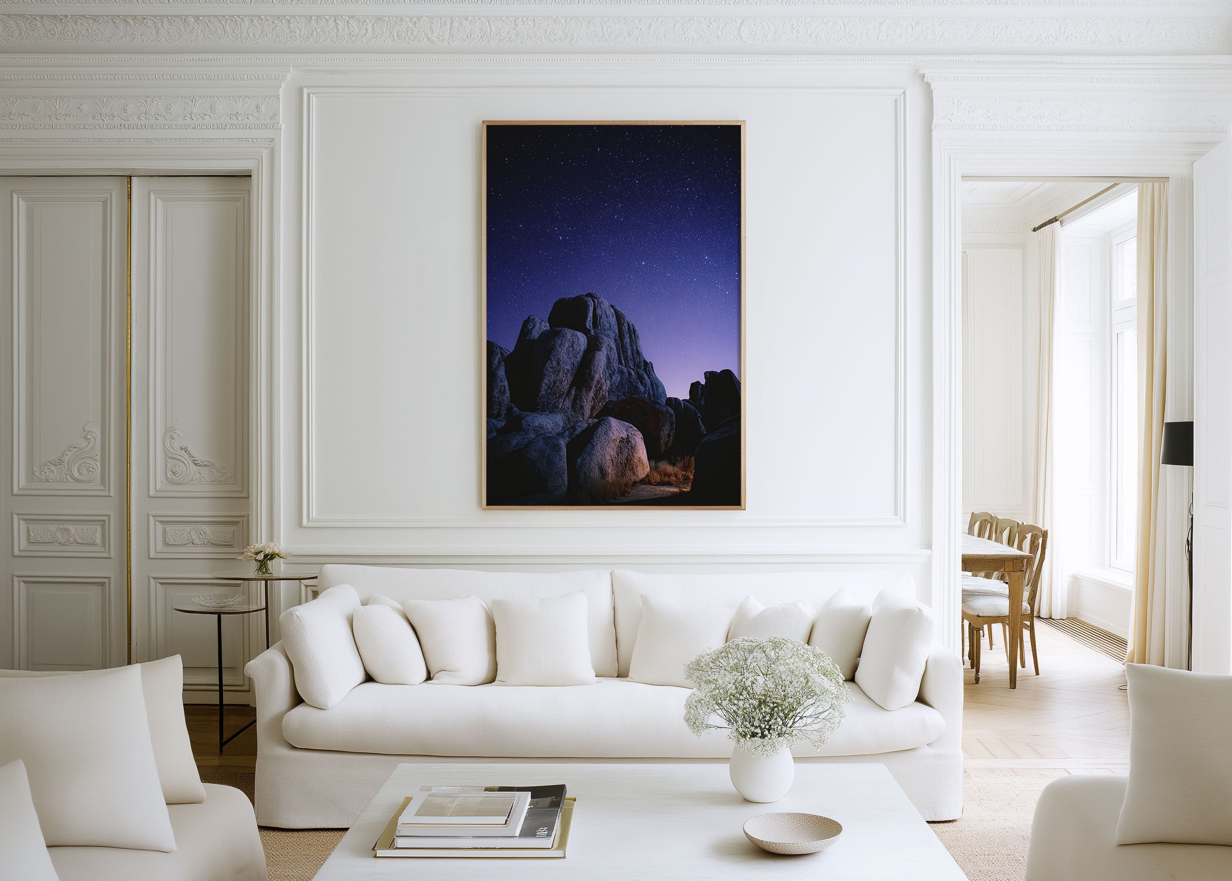 Joshua Tree Starry Night Wall Art Print | Desert Sky Canvas Decor