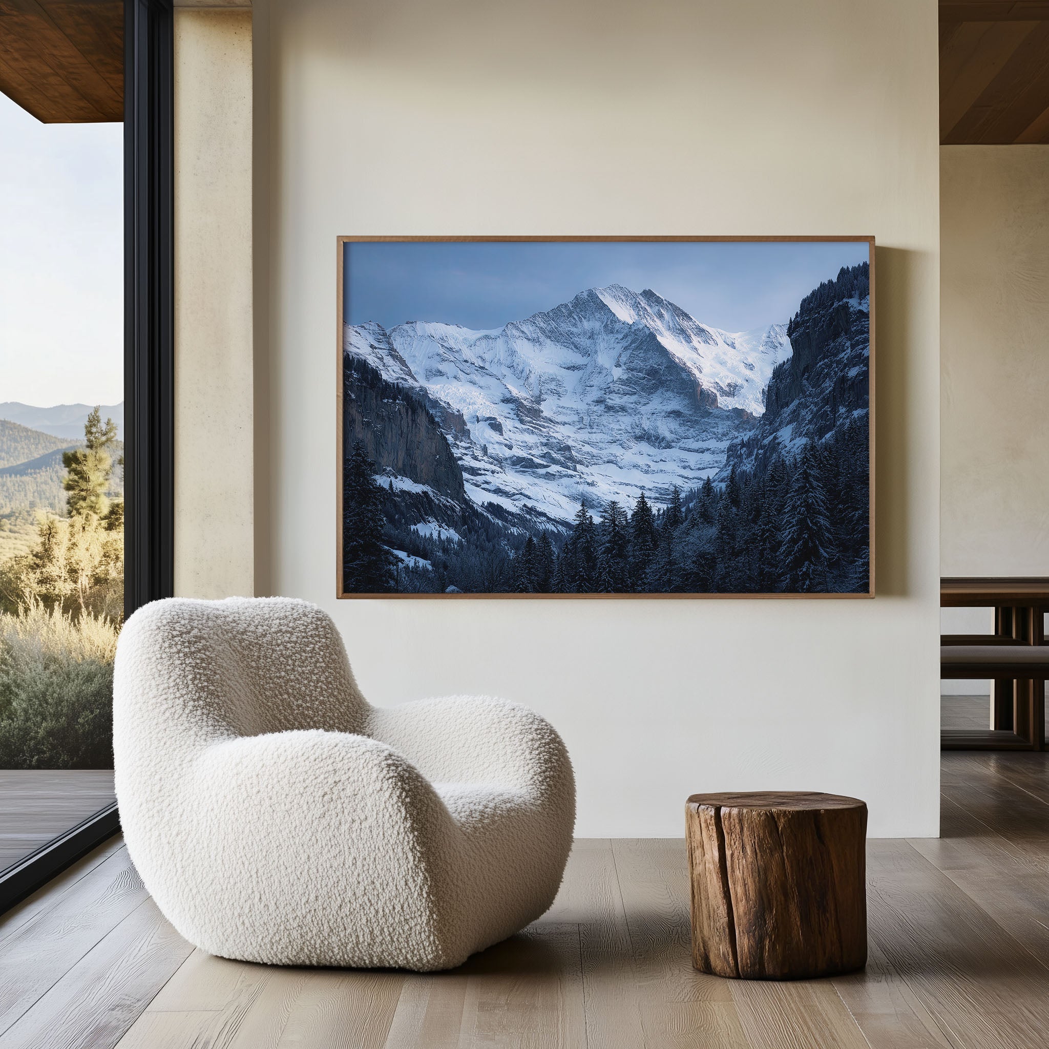Jungfrau Swiss Alps Winter Print | Snow Valley Mountain Wall Art