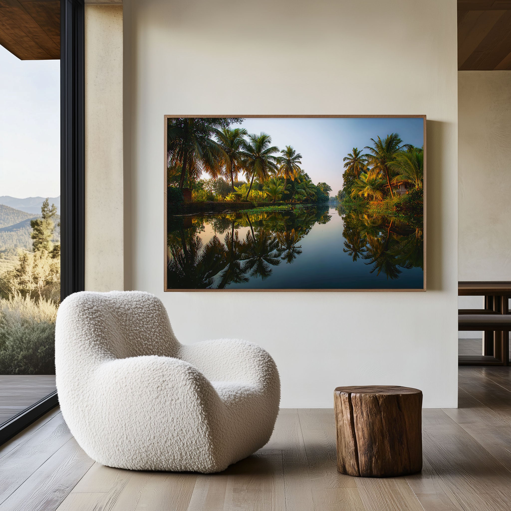 Kerala Sunset Backwaters Landscape Wall Art Print – Tropical Reflection
