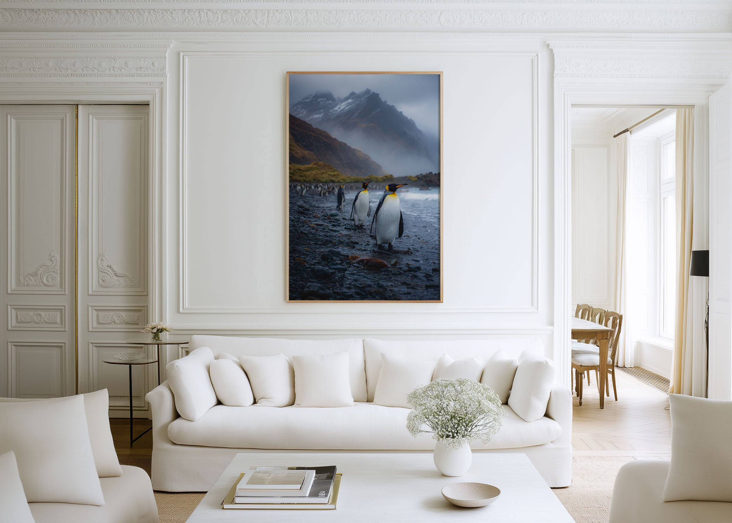 King Penguin Wall Art Print – Antarctic Wildlife Canvas & Framed Coastal Landscape Decor