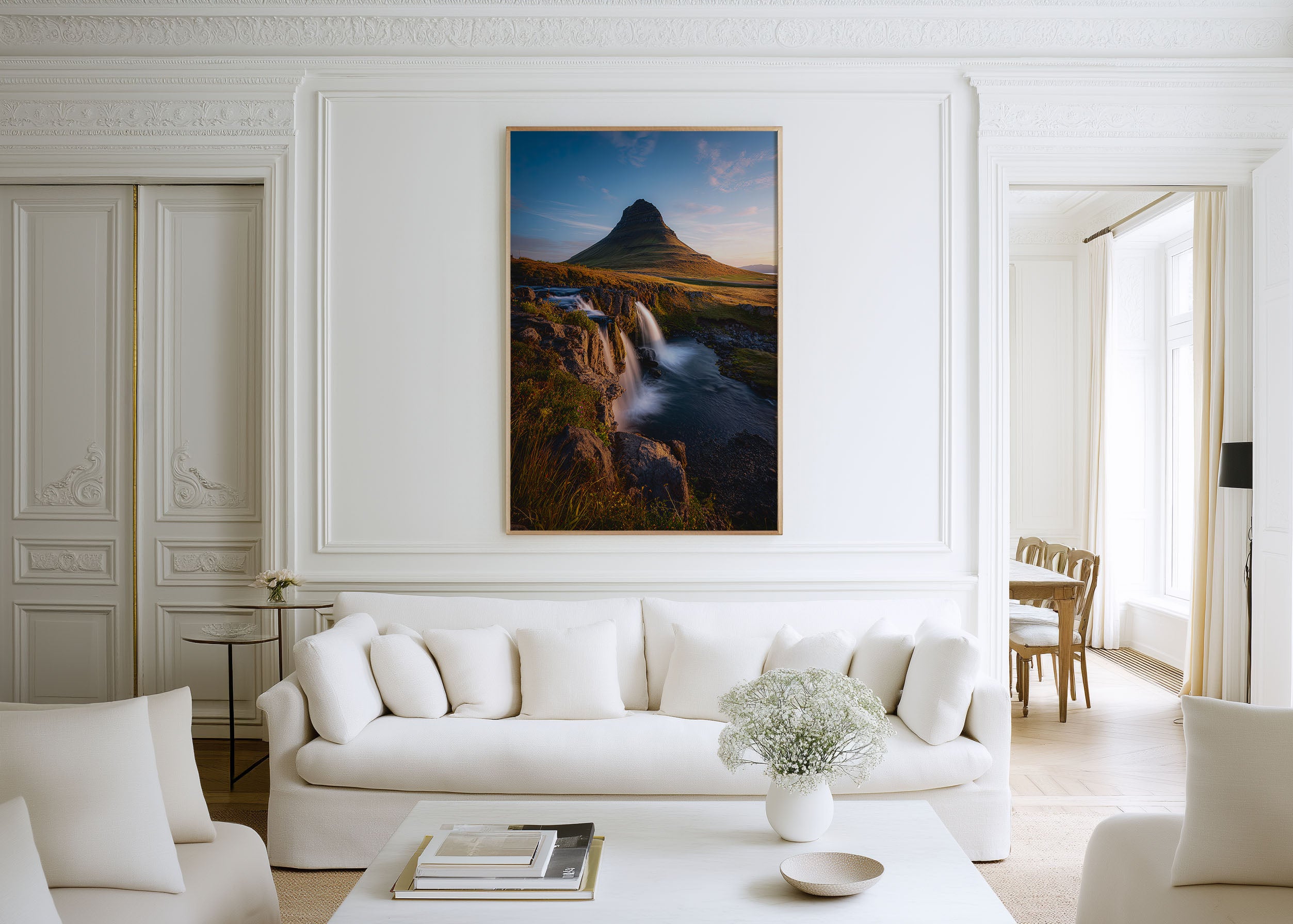 Kirkjufell Golden Hour Waterfall Wall Art Print | Iceland Snæfellsnes Photography | Kirkjufellfoss Sunset Landscape Poster