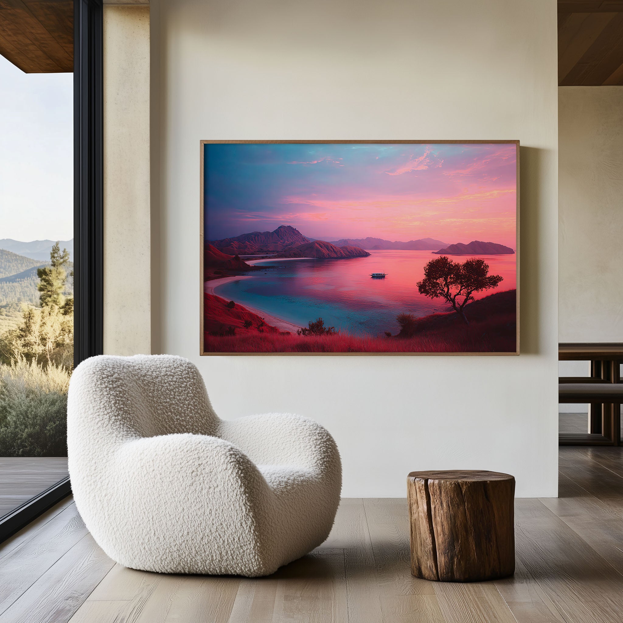 Komodo Islands Pink Beach Sunset Wall Art Print – Tropical Paradise Landscape