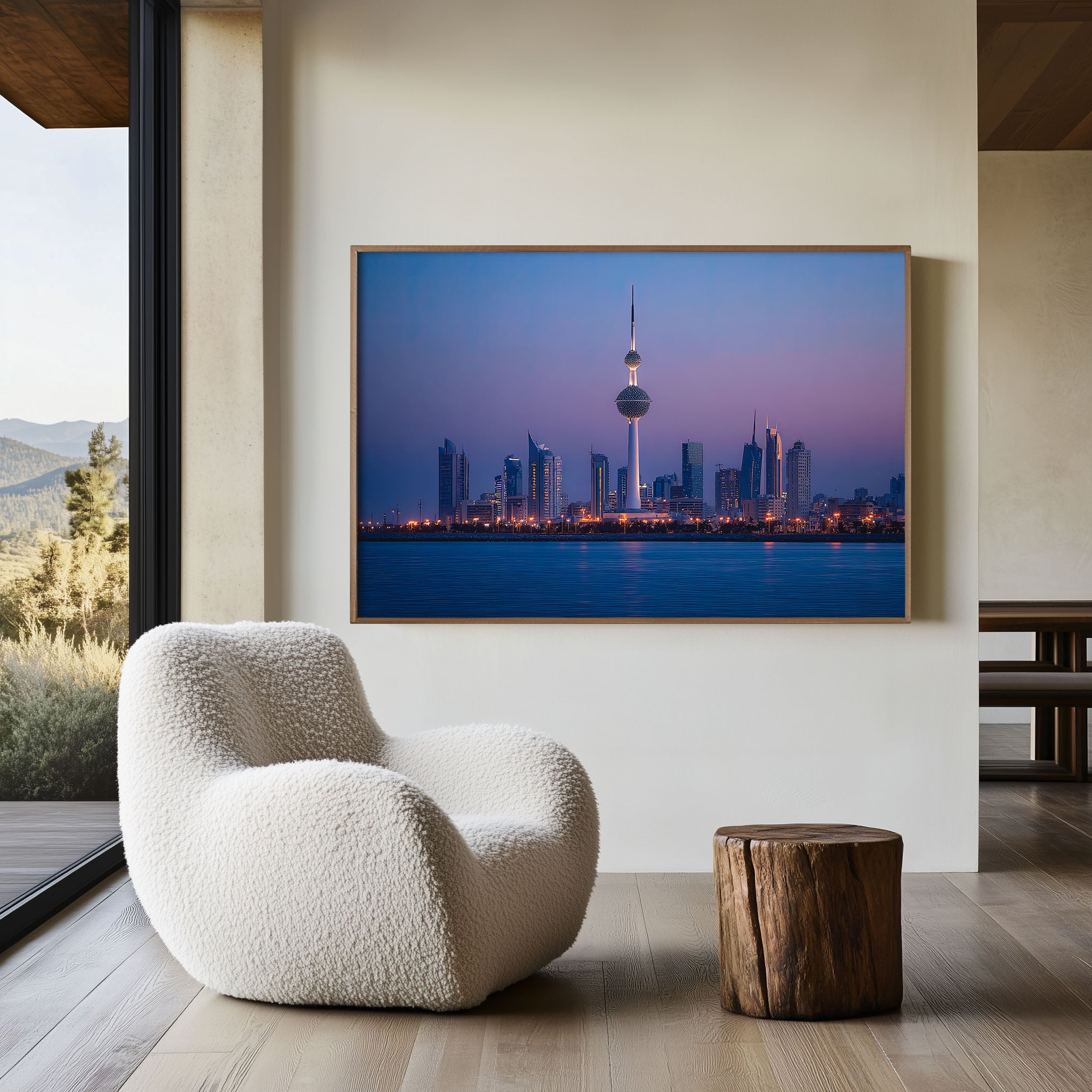 Kuwait City Skyline Wall Art | Kuwait Towers Blue Hour Cityscape Print