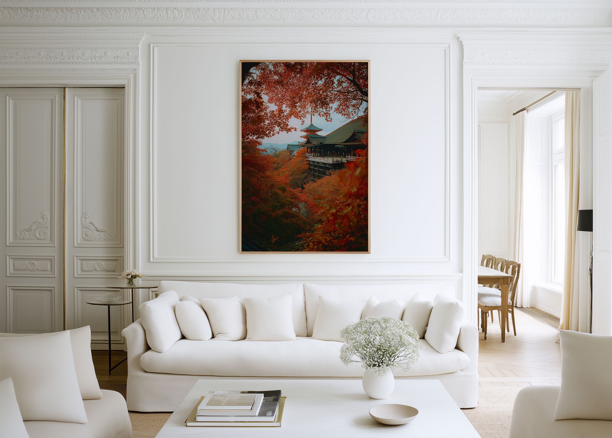Kyoto Autumn Temple Wall Art Print | Japan Fall Landscape Canvas