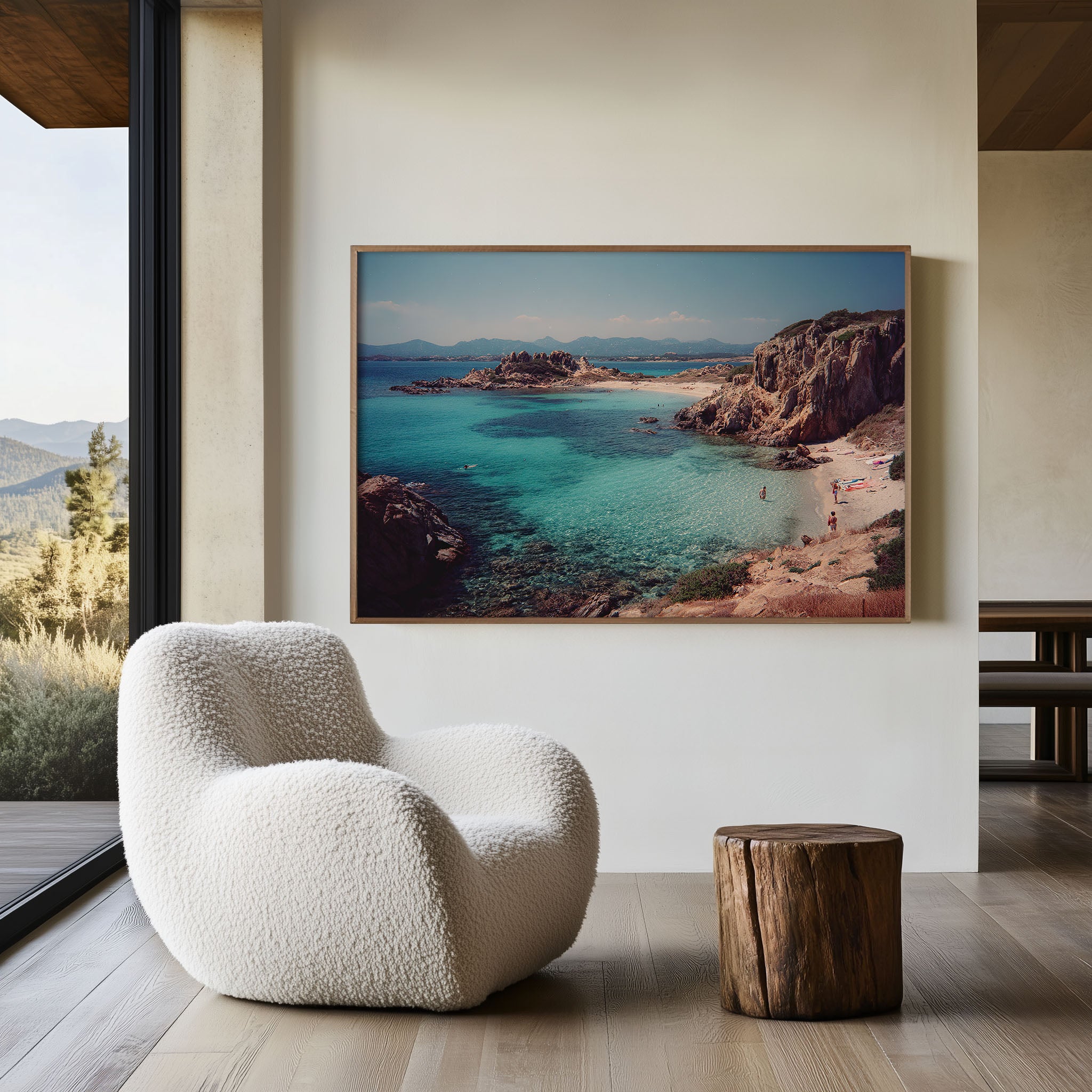 La Pelosa Beach Sardinia Italy Wall Art Print, Turquoise Mediterranean Coastal Landscape
