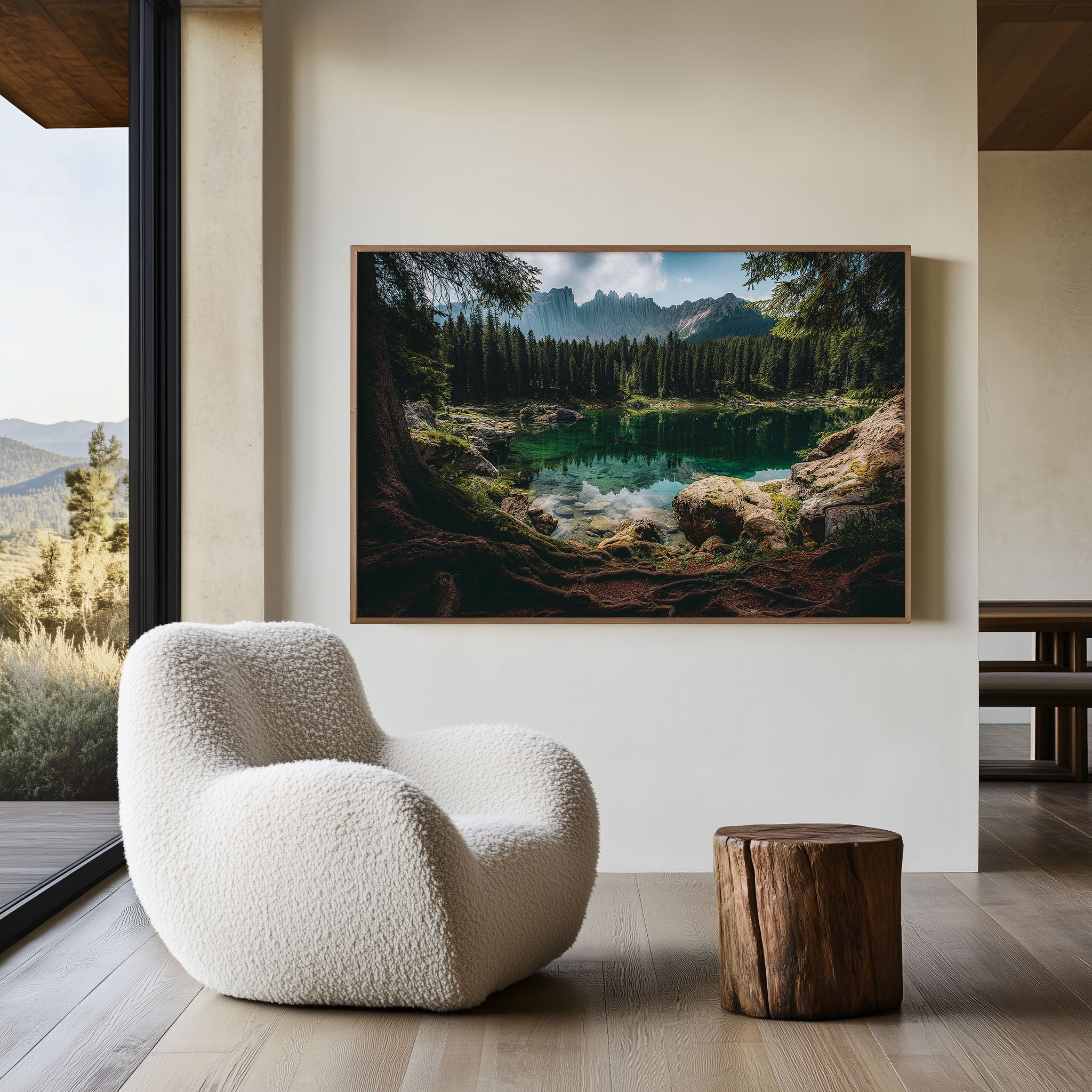 Lago di Carezza Emerald Lake Wall Art – Alpine Forest & Crystal Mountain Lake Print