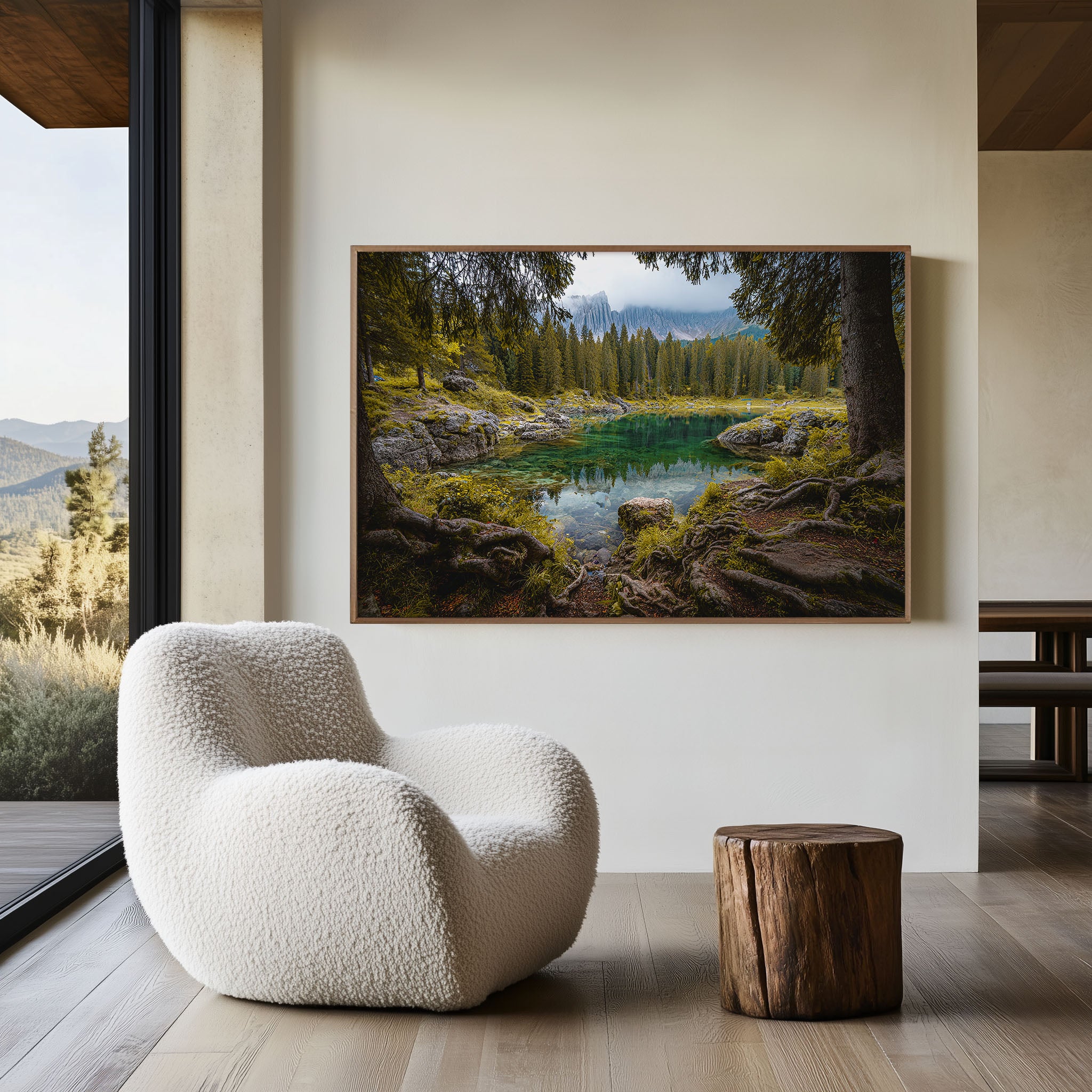 Dolomites Emerald Lake Wall Art – Lago di Carezza Forest & Mountain Landscape Print