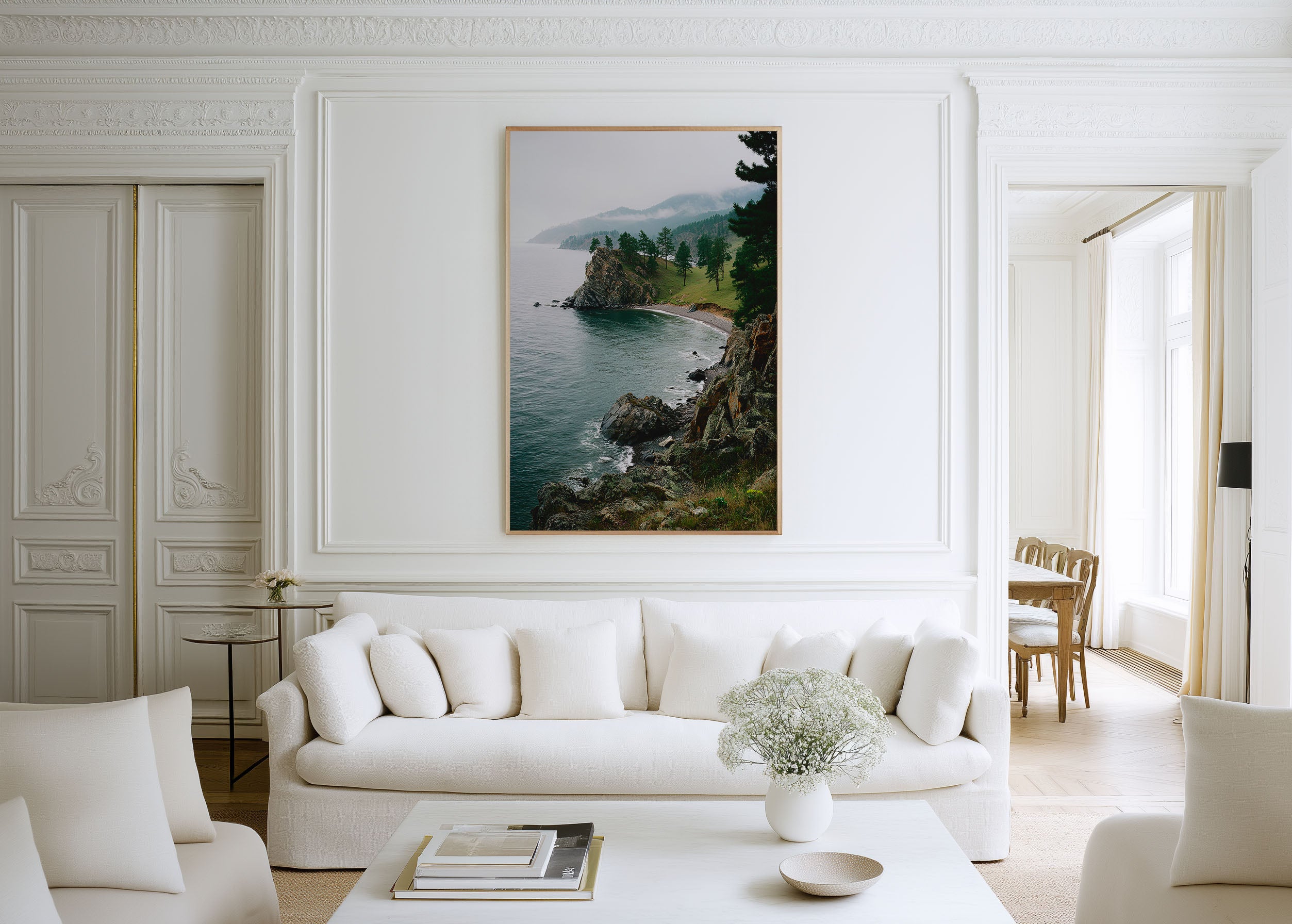Lake Baikal Wall Art Print | Siberia Russia Coastal Photography | World's Deepest Lake Landscape Poster | Russian Nature Travel Print | Moody Forest Home Decor