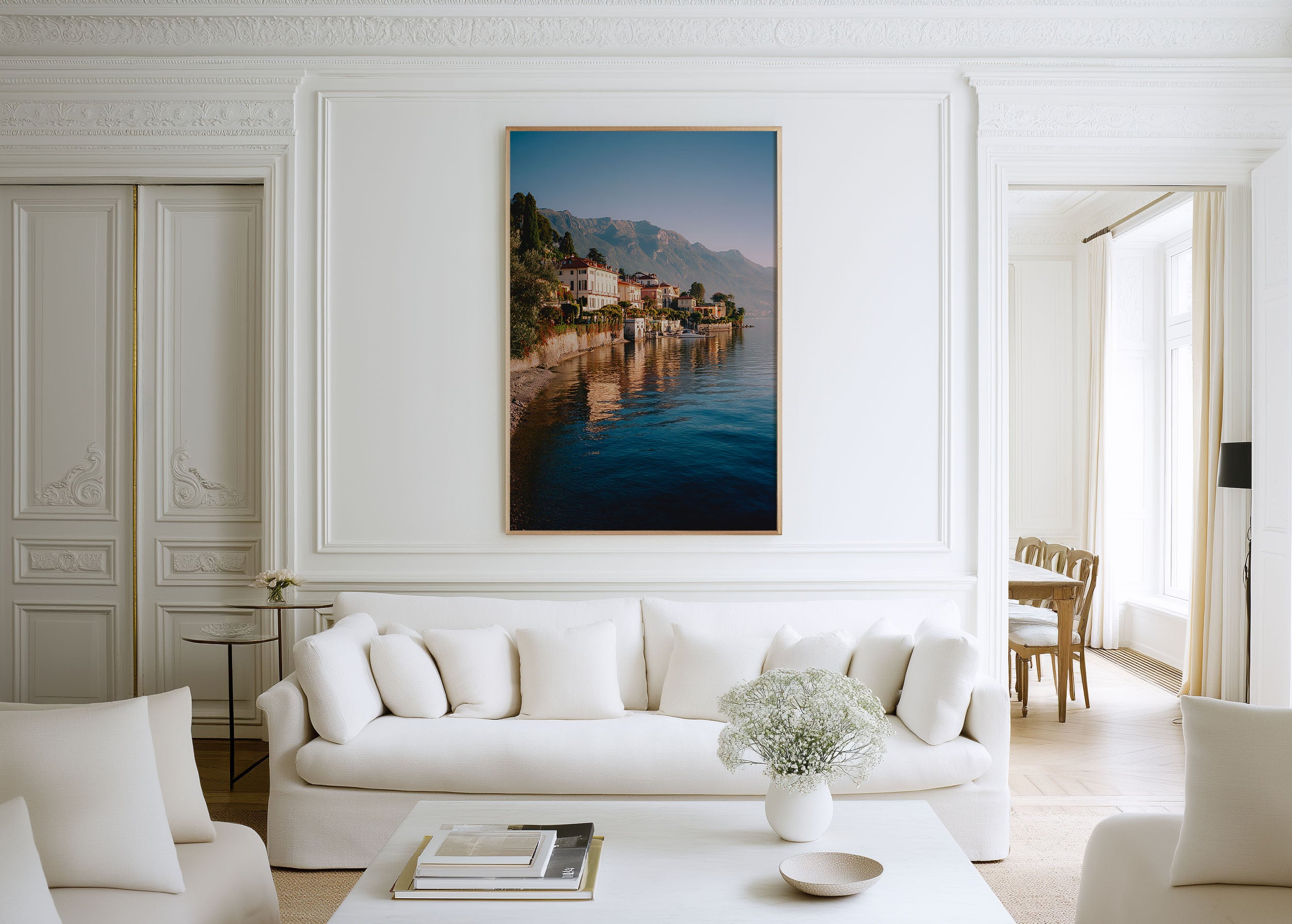 Lake Como Villa Wall Art Print | Bellagio Italy Photography | Italian Lakes Waterfront Landscape Poster | Lombardy Travel Print | Luxury Home Decor