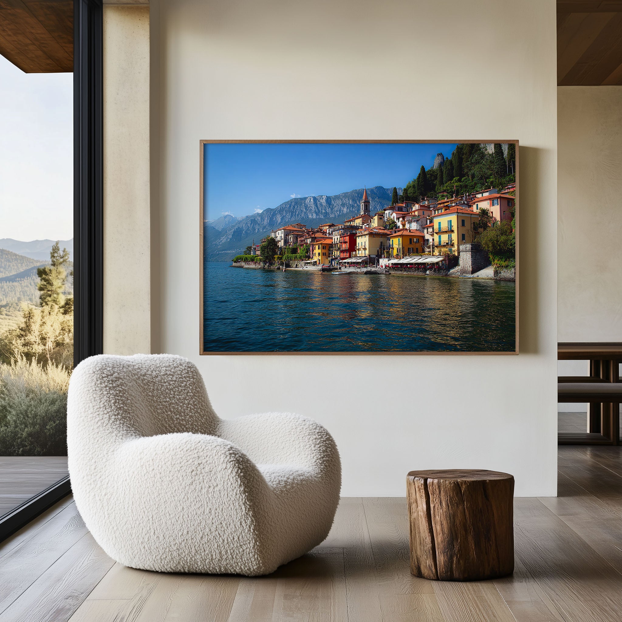 Lake Como Varenna Waterfront Wall Art Print – Italian Lakeside Village