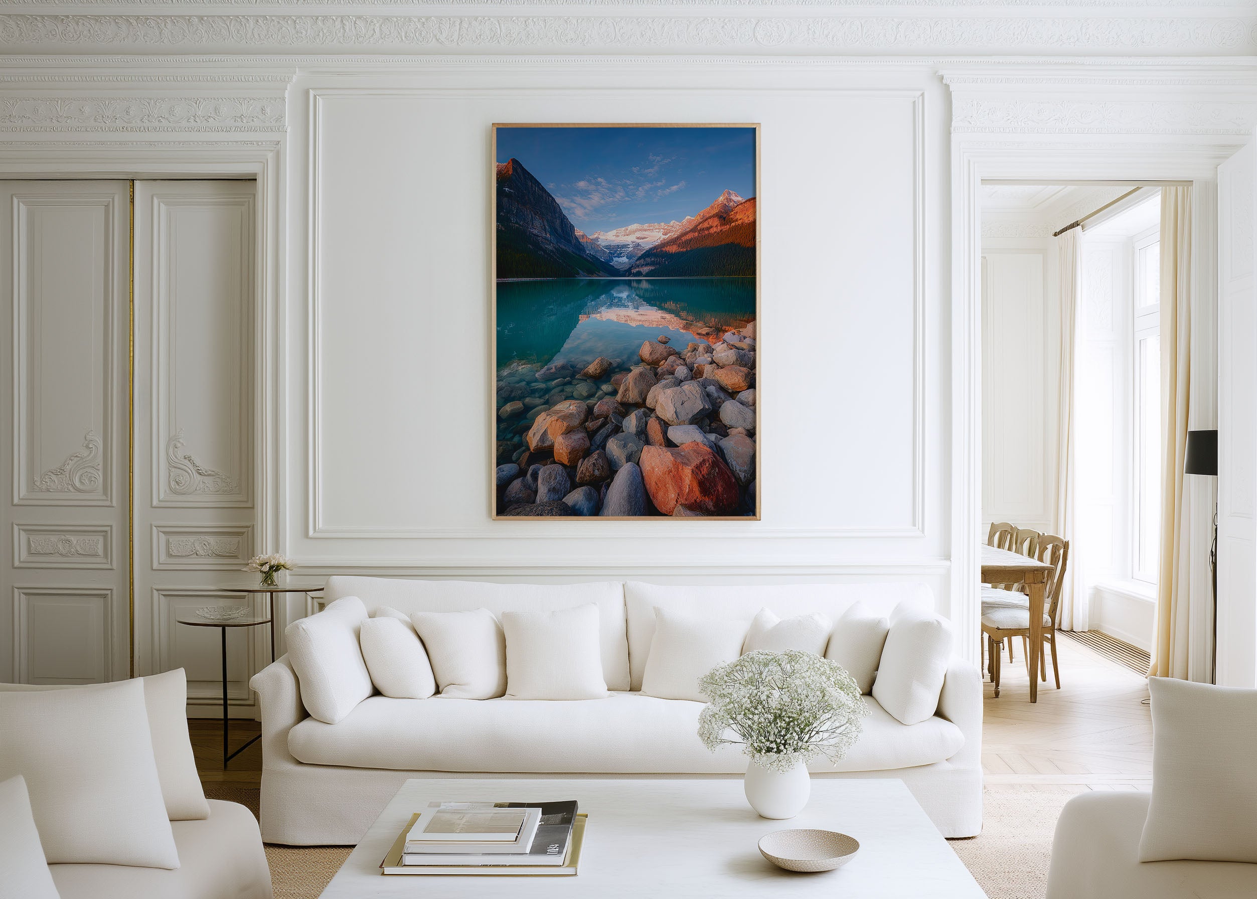 Lake Louise Banff Wall Art Print | Canadian Rockies Glacier Sunrise Reflection Photography | Alberta Canada Travel Poster | Alpine Nature Home Decor