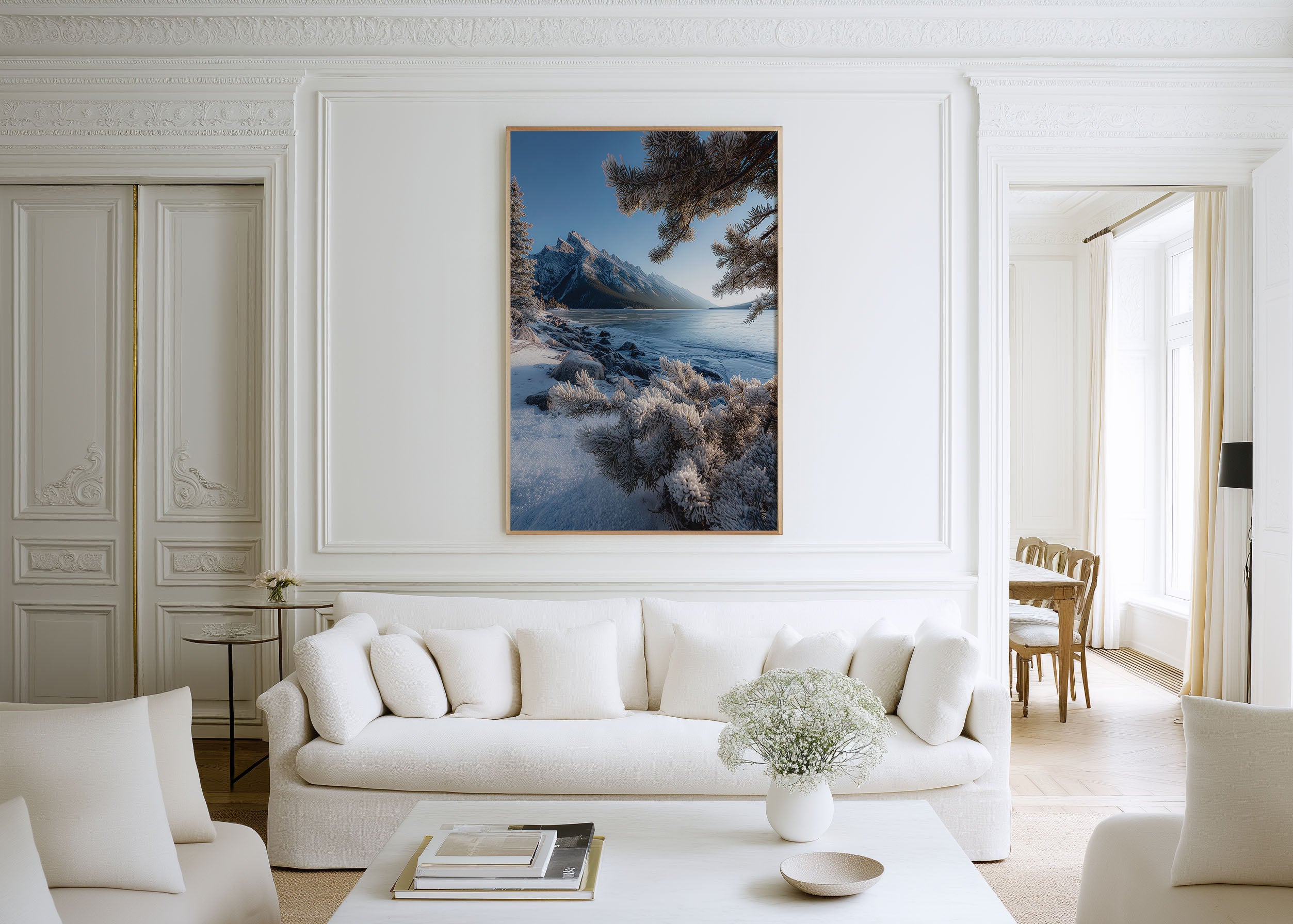 Lake Minnewanka Winter Print | Banff National Park Frozen Lake Wall Art | Canadian Rockies Photography