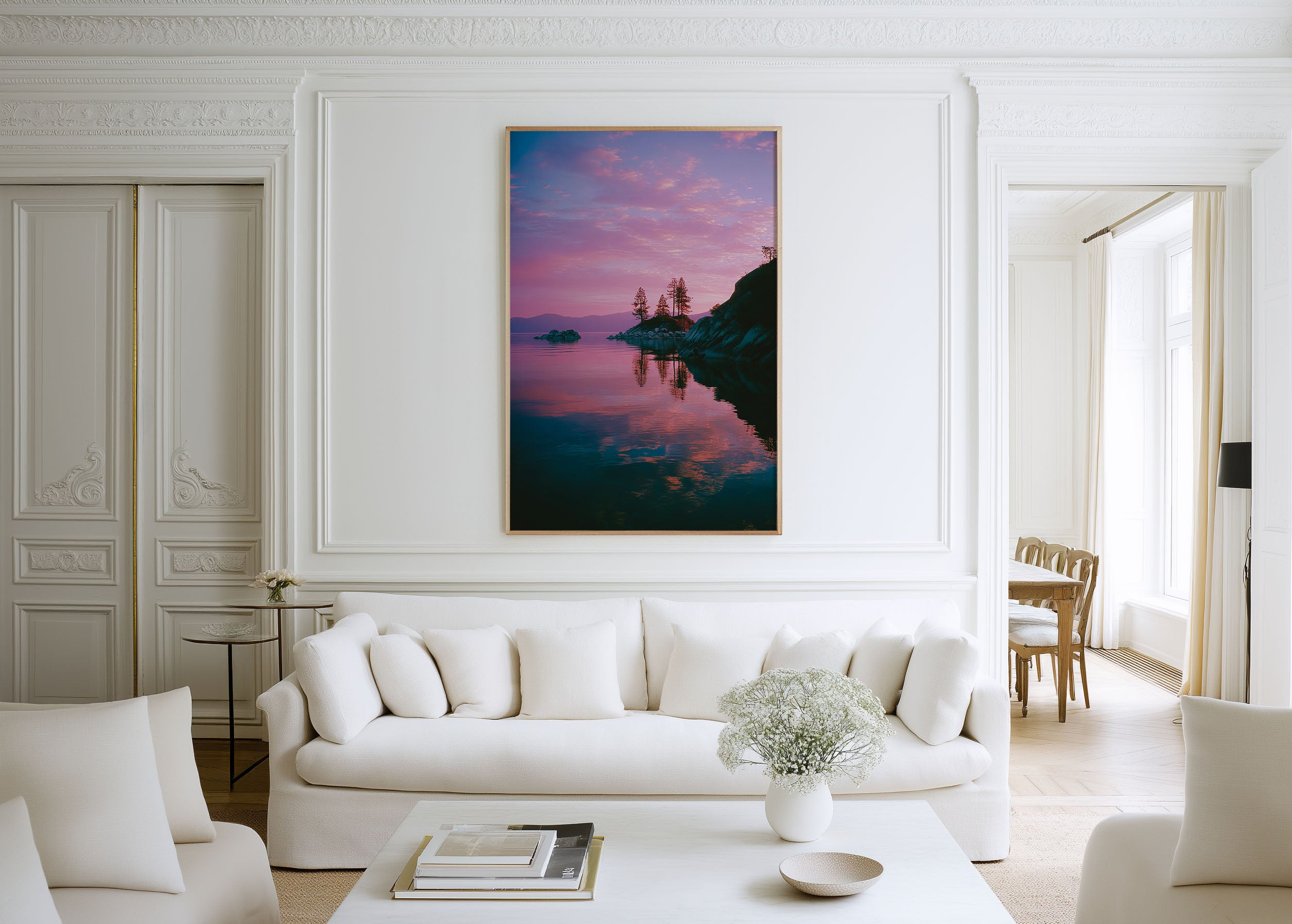 Lake Tahoe Sunset Wall Art Print | Emerald Bay Pink Sky Canvas