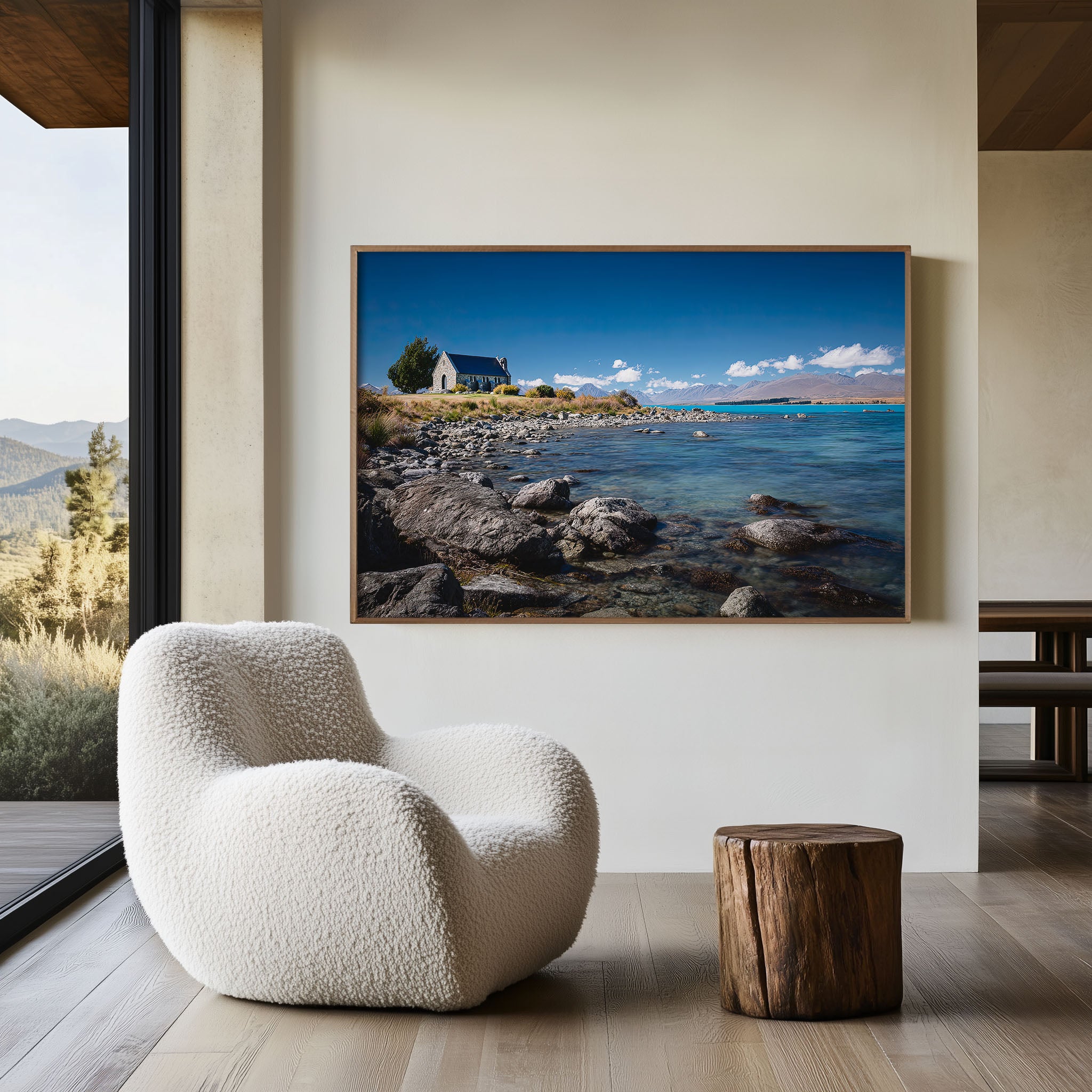 Lake Tekapo Church of the Good Shepherd Wall Art | New Zealand Alpine Lake Landscape Print
