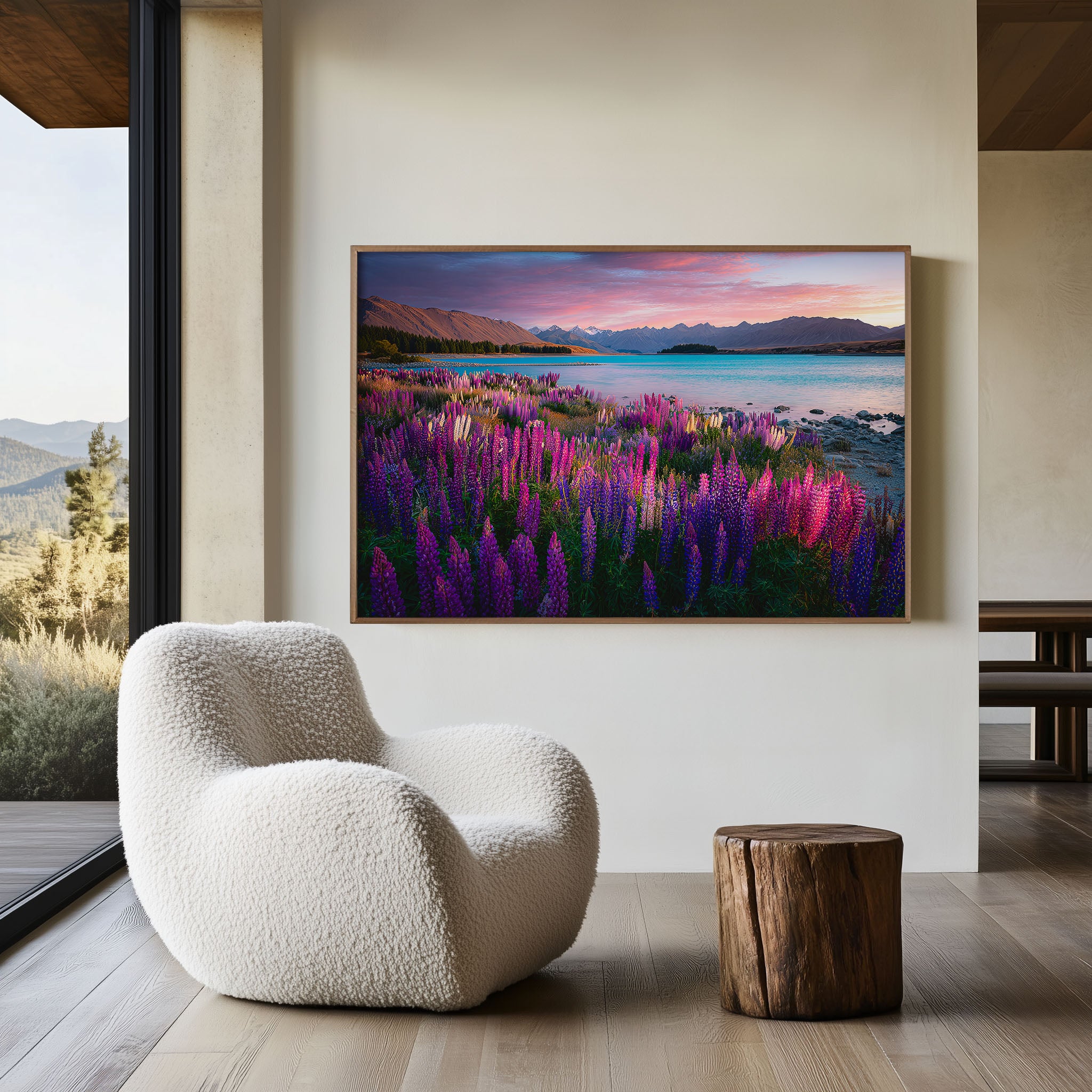 Lake Tekapo Lupins Wall Art Print – New Zealand Alpine Lake Landscape