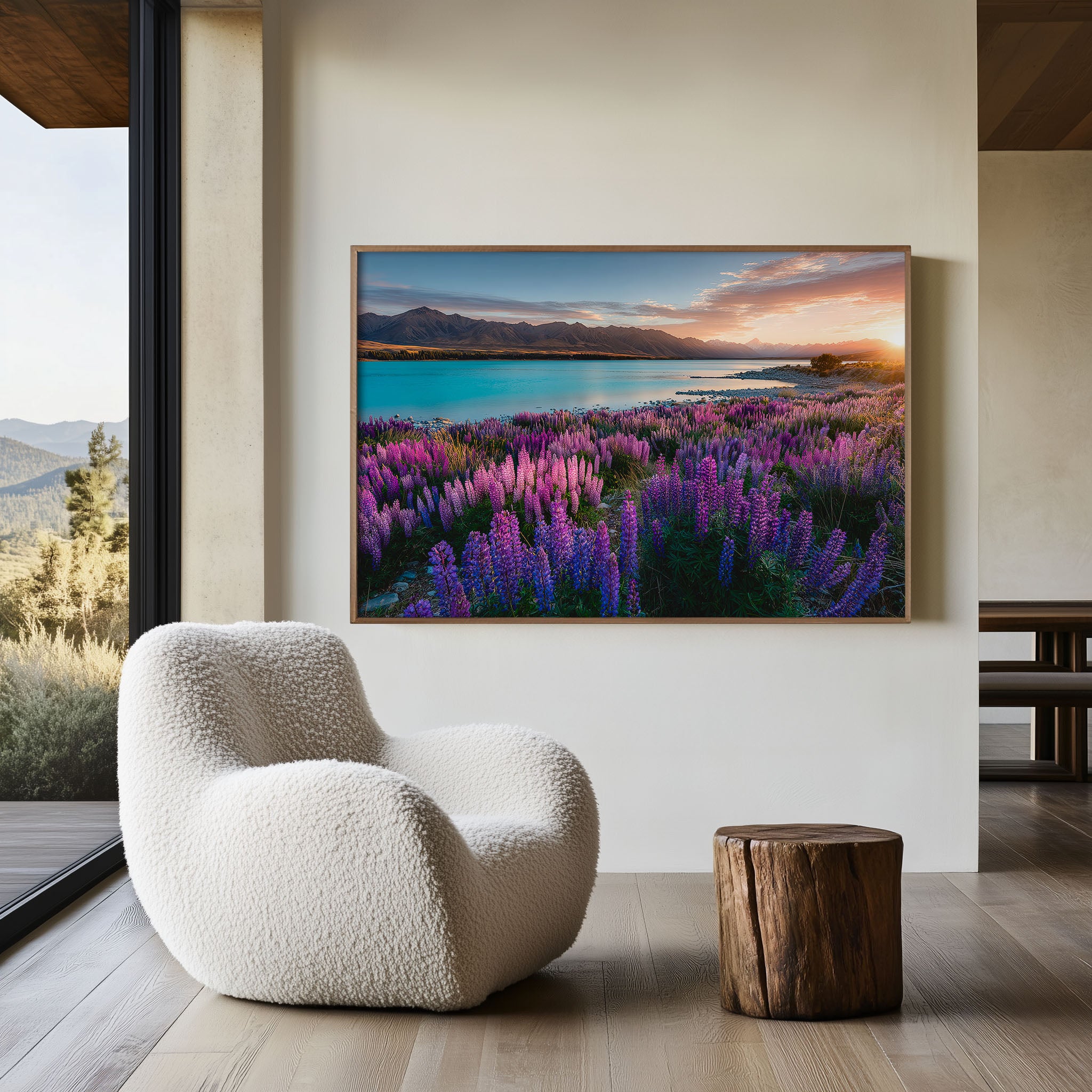 Lake Tekapo New Zealand Lupins Print | Turquoise Water Sunset Wall Art