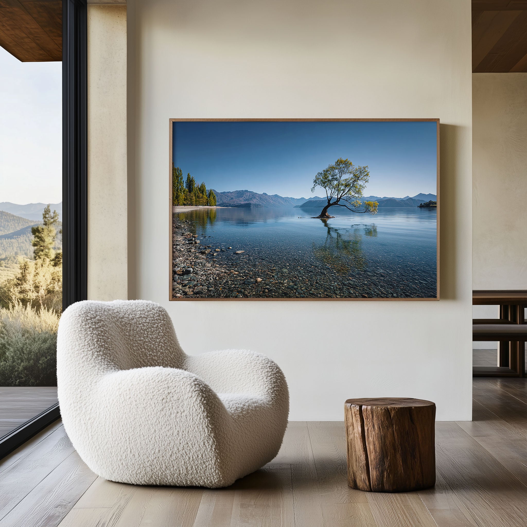Lake Wanaka Lone Tree Wall Art Print – New Zealand Reflection Landscape