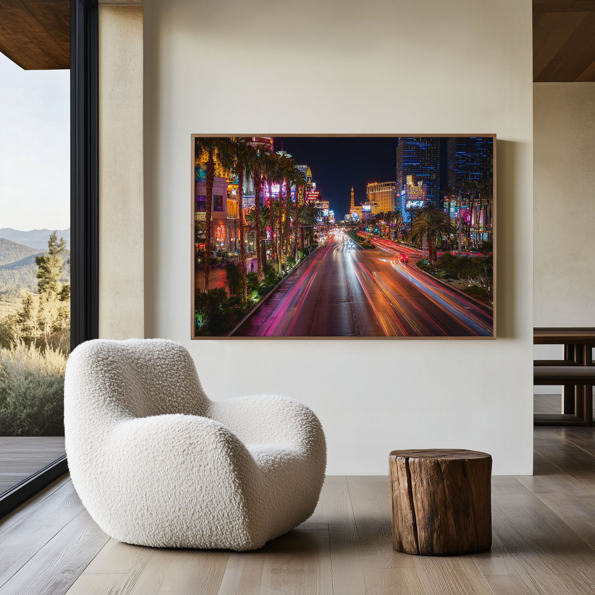 Las Vegas Strip Night Wall Art Print, Nevada Neon Skyline