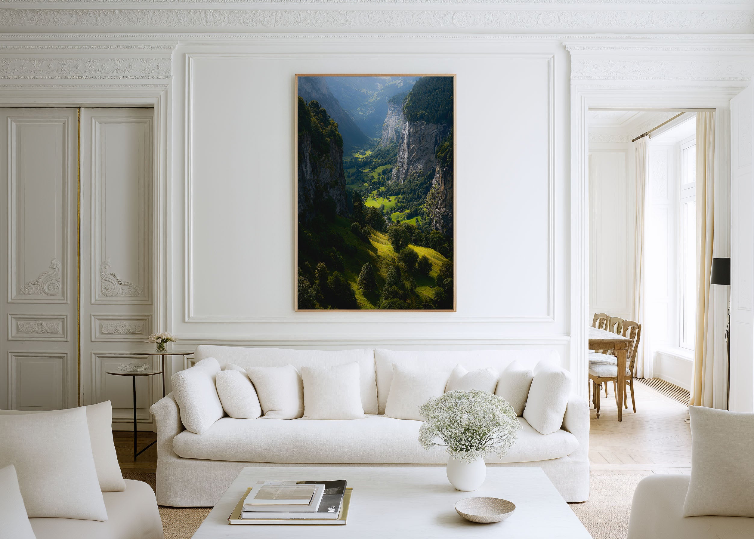 Lauterbrunnen Valley Switzerland Print | Swiss Alps Waterfall Wall Art | Bernese Oberland Green Valley Landscape Photography Poster