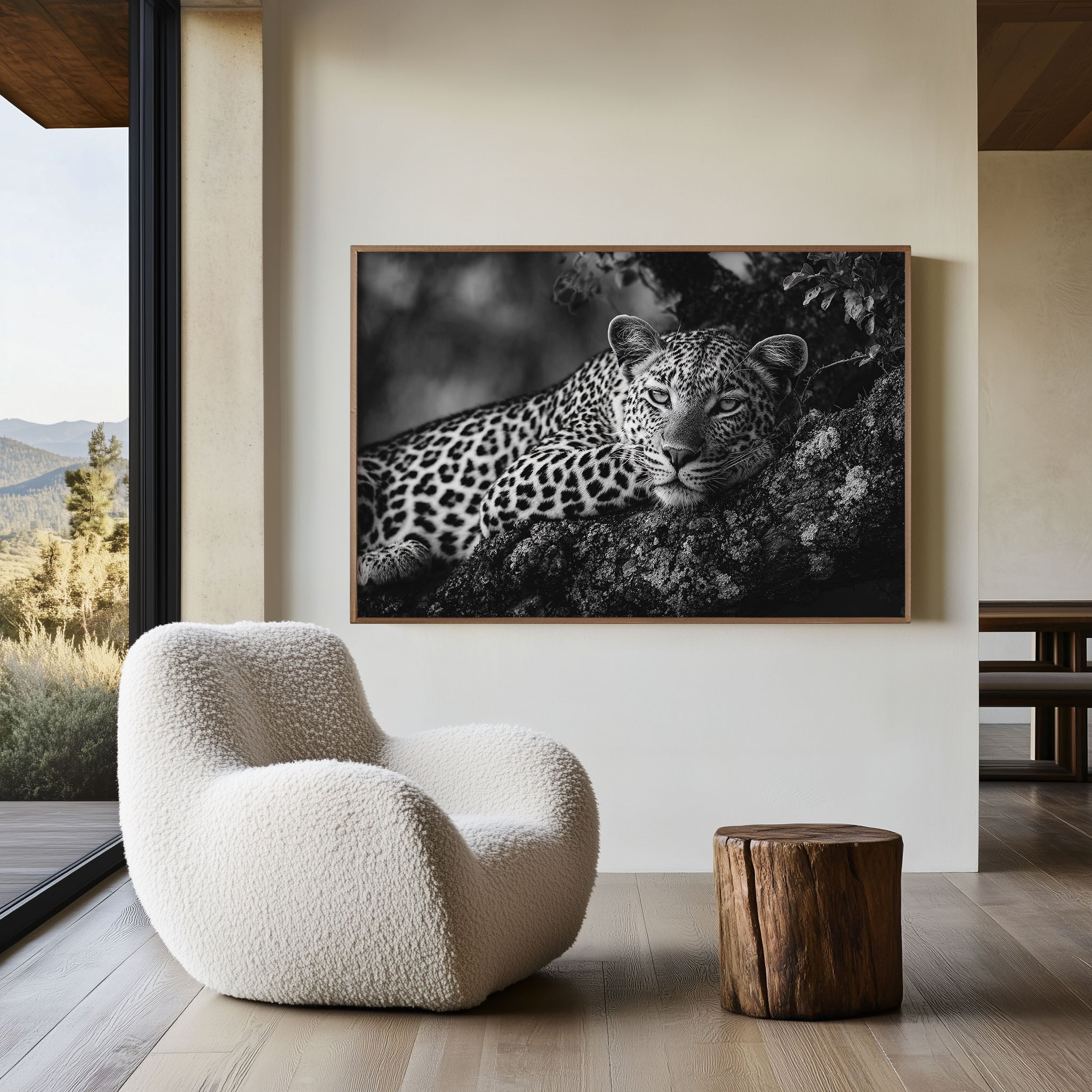 Leopard Portrait Black & White Wildlife Wall Art