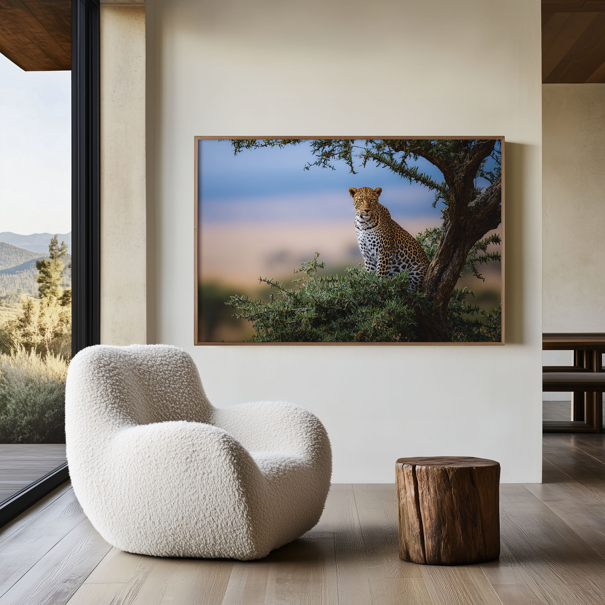 Leopard in Tree Safari Wall Art Print – African Wildlife Canvas