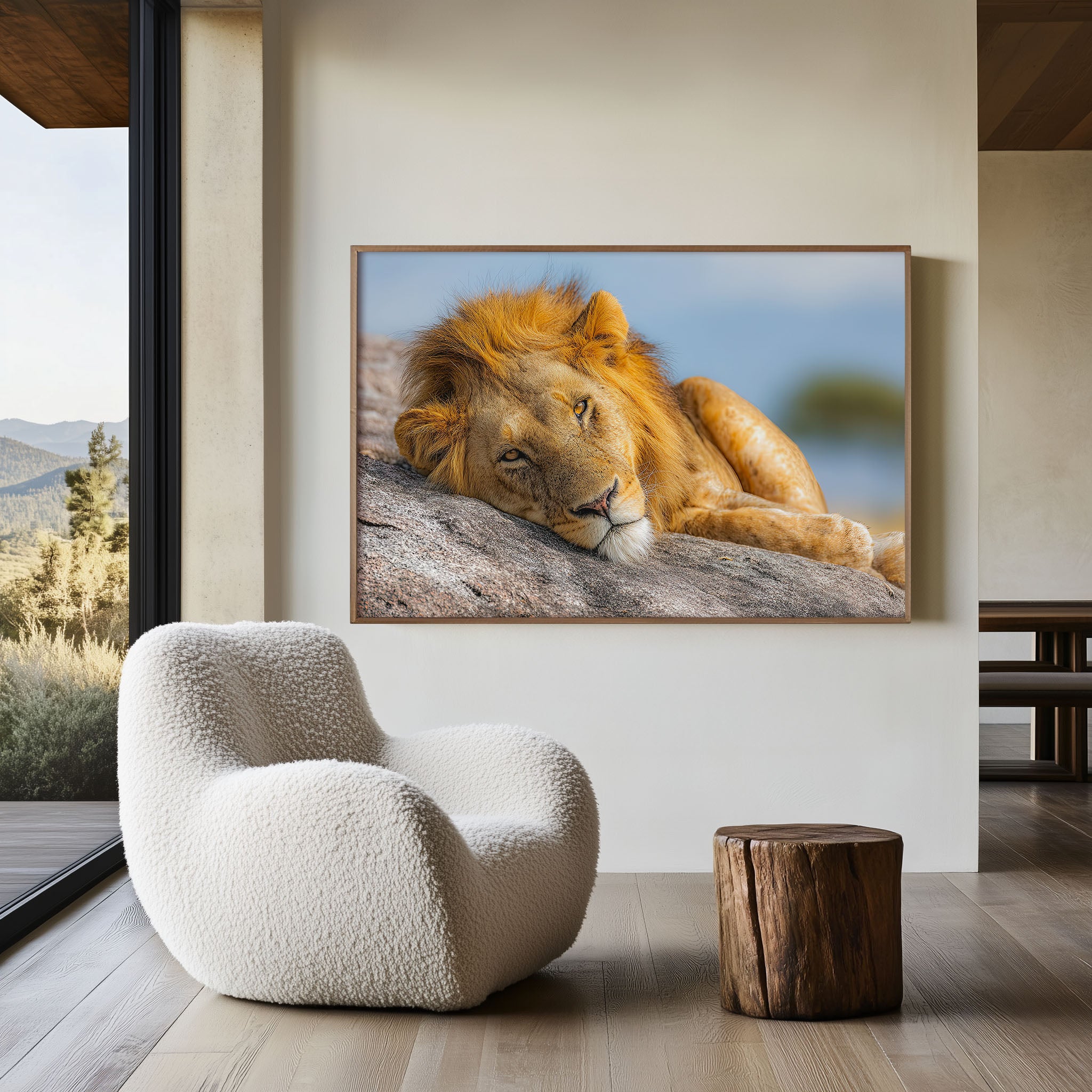 Lion Portrait Safari Wall Art Print – African Wildlife Canvas