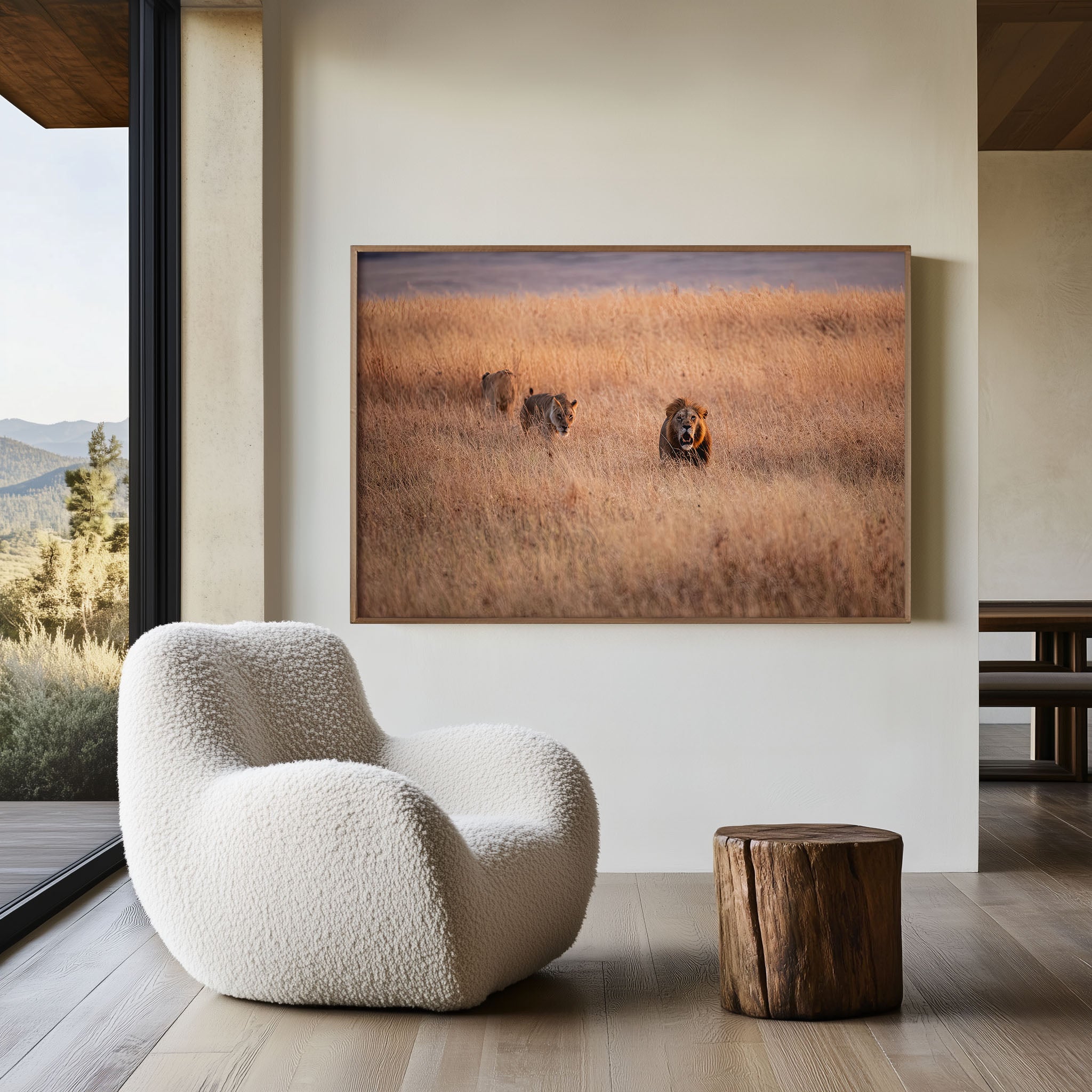 Lions Hunting Wall Art – African Safari Wildlife Print