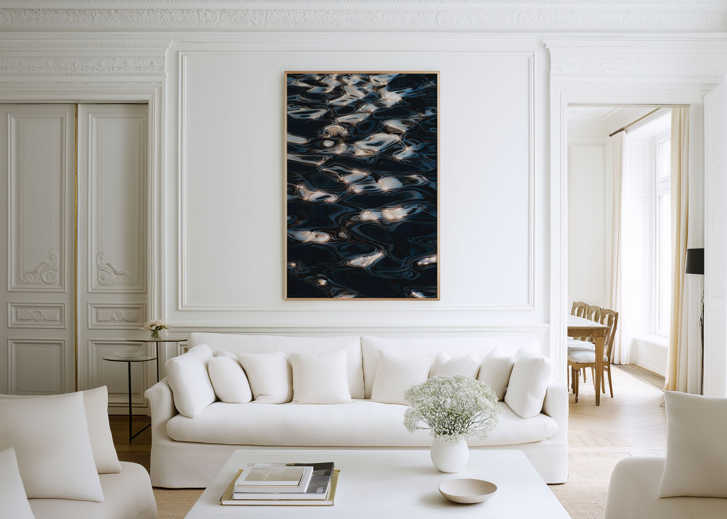 Liquid Light Abstract Wall Art – Luxury Water Reflection Canvas Print, Modern Minimalist Decor