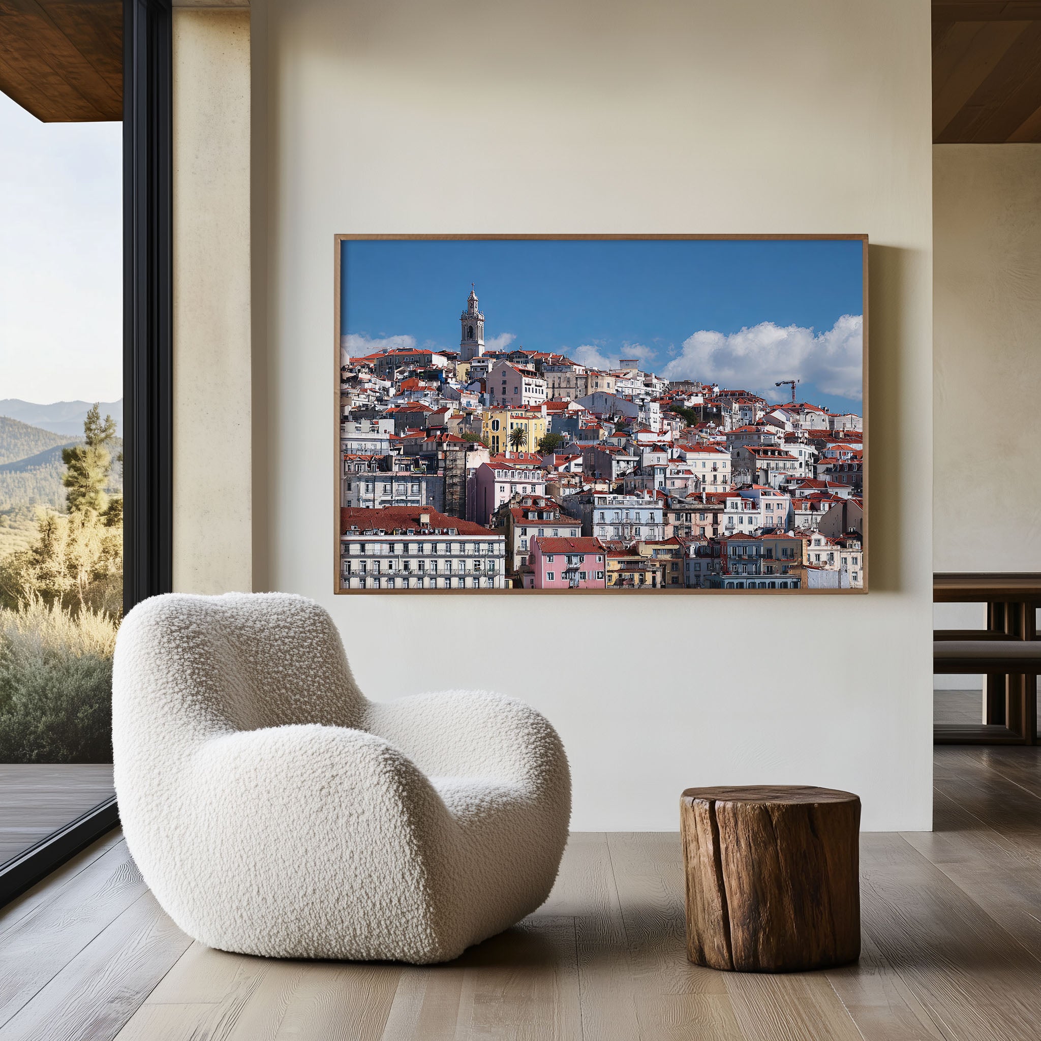Lisbon Portugal Wall Art | Historic Alfama Hillside Skyline Cityscape Print