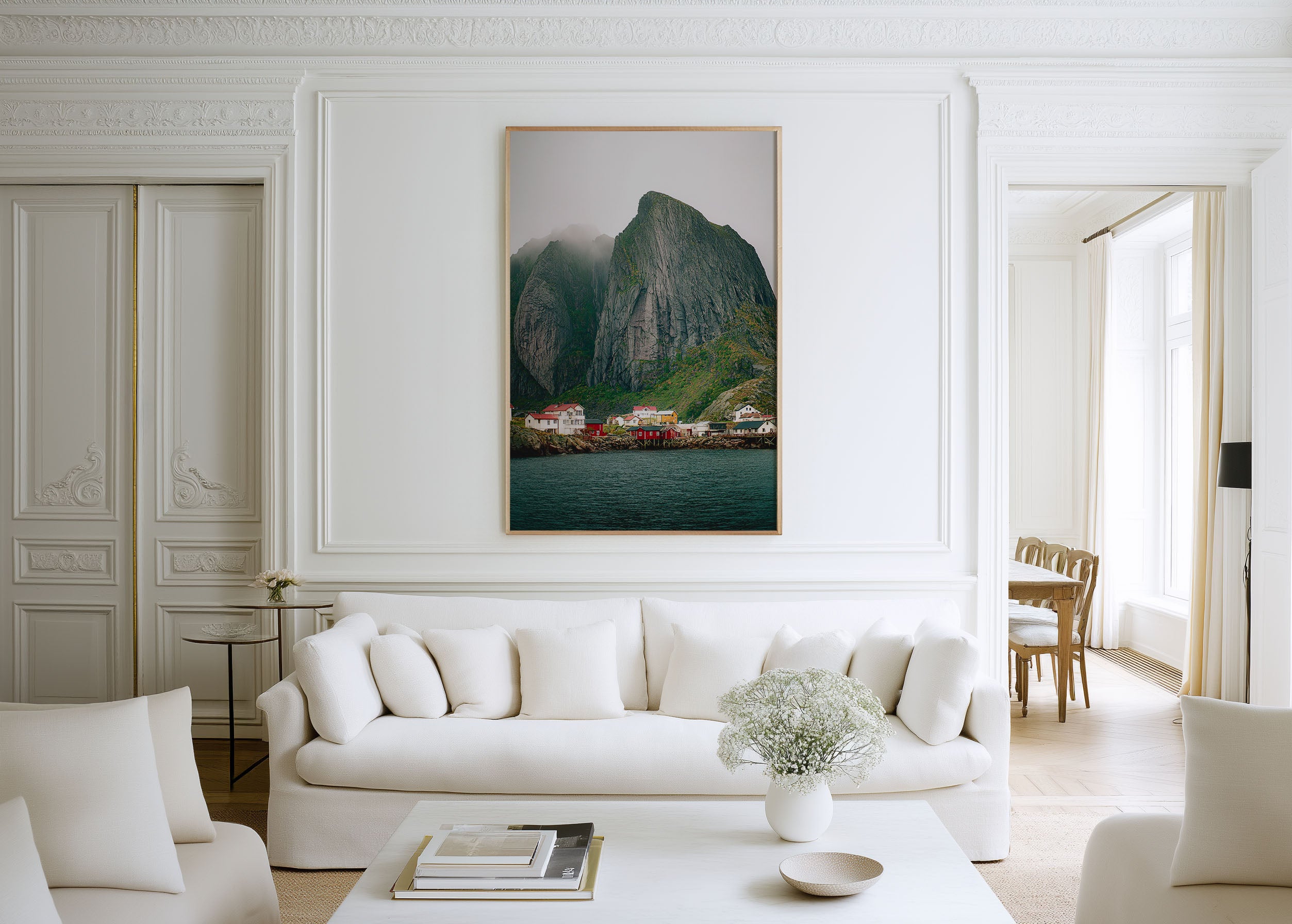 Lofoten Islands Norway Wall Art Print | Reine Fishing Village Dramatic Mountain Photography | Scandinavian Travel Poster | Nordic Home Decor