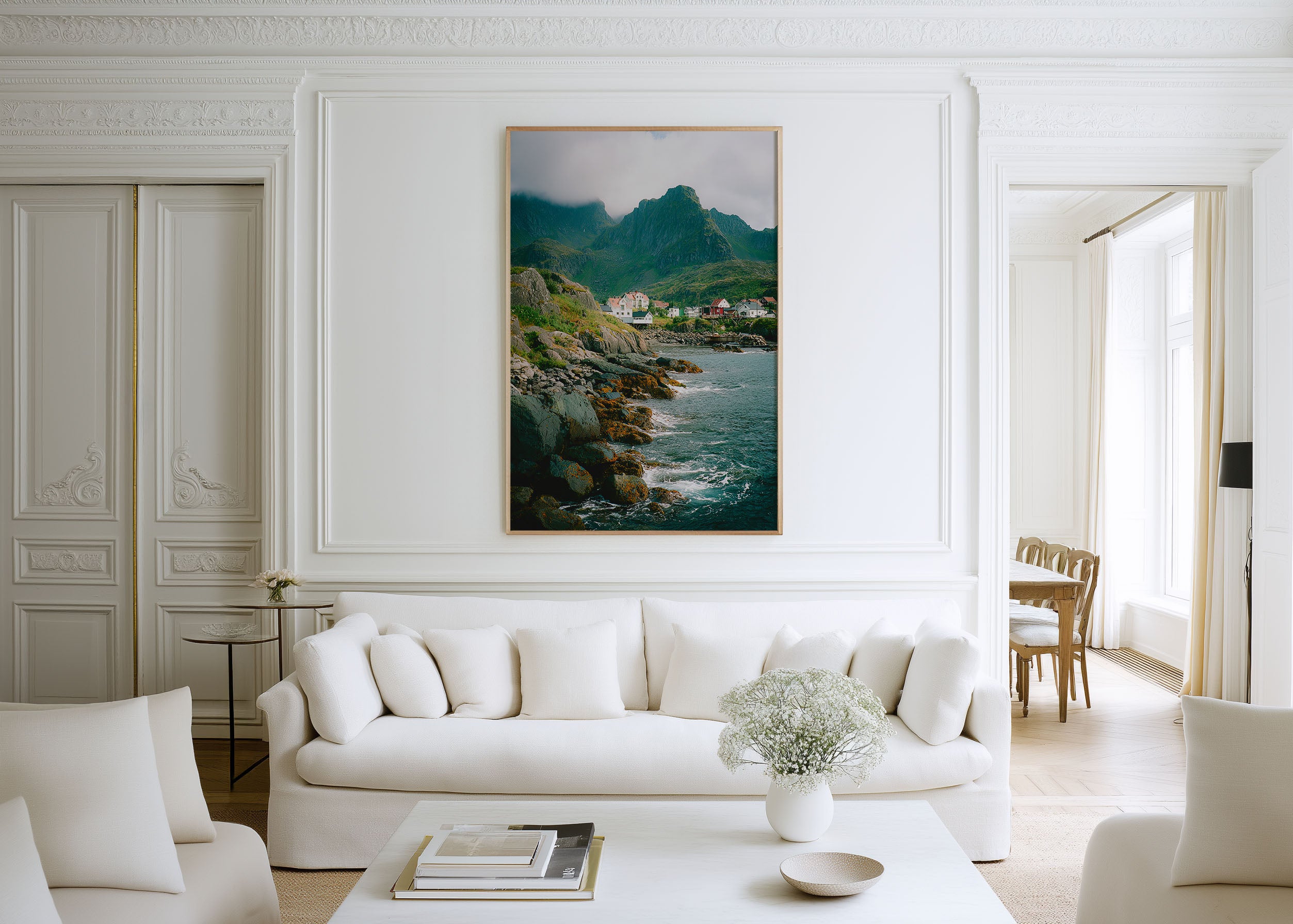 Lofoten Islands Fishing Village Wall Art Print | Norway Arctic Coastal Photography | Norwegian Sea Mountain Landscape Poster | Scandinavian Nature Travel Print | Nordic Home Decor