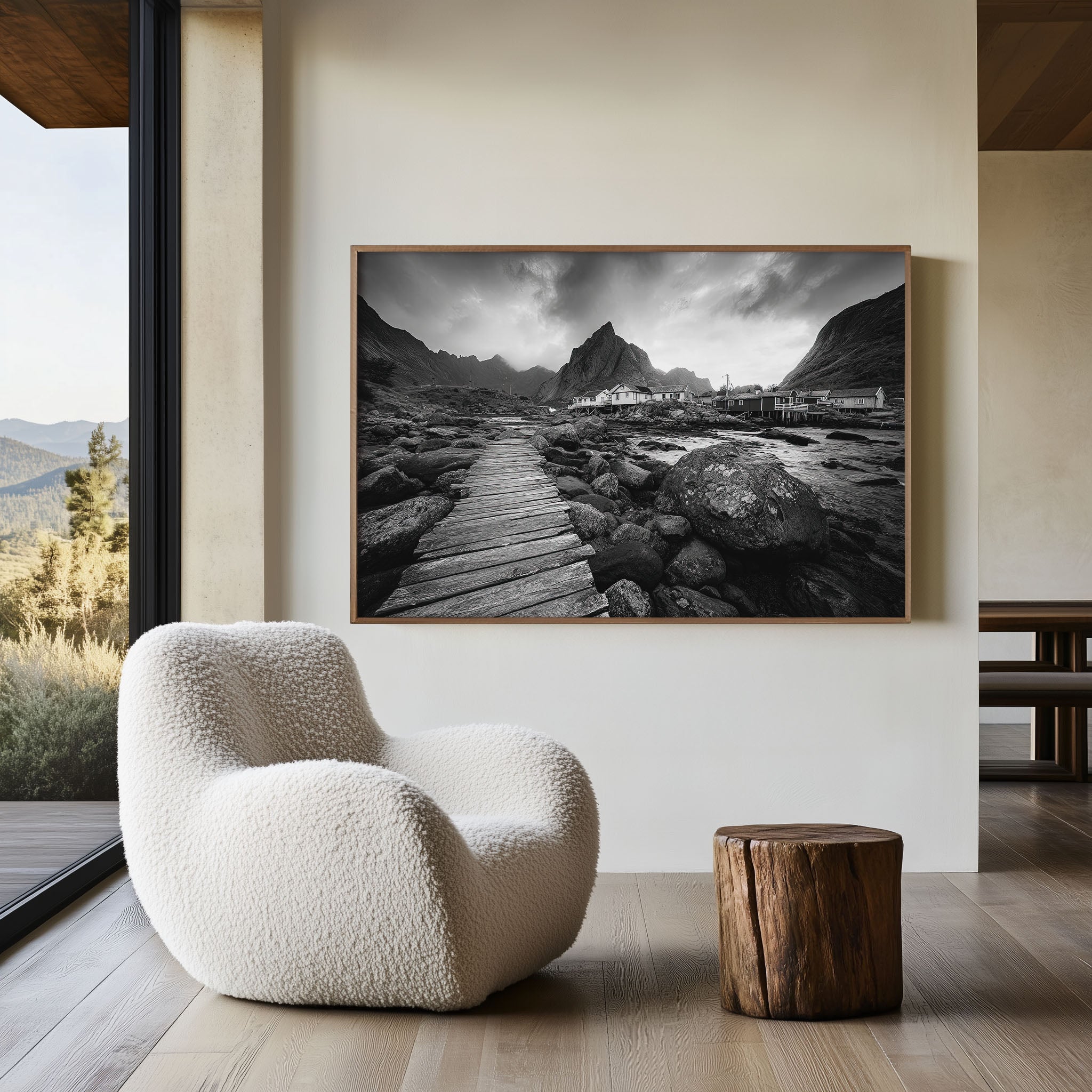Lofoten Norway Wall Art Print – Black and White Mountain Landscape Photography