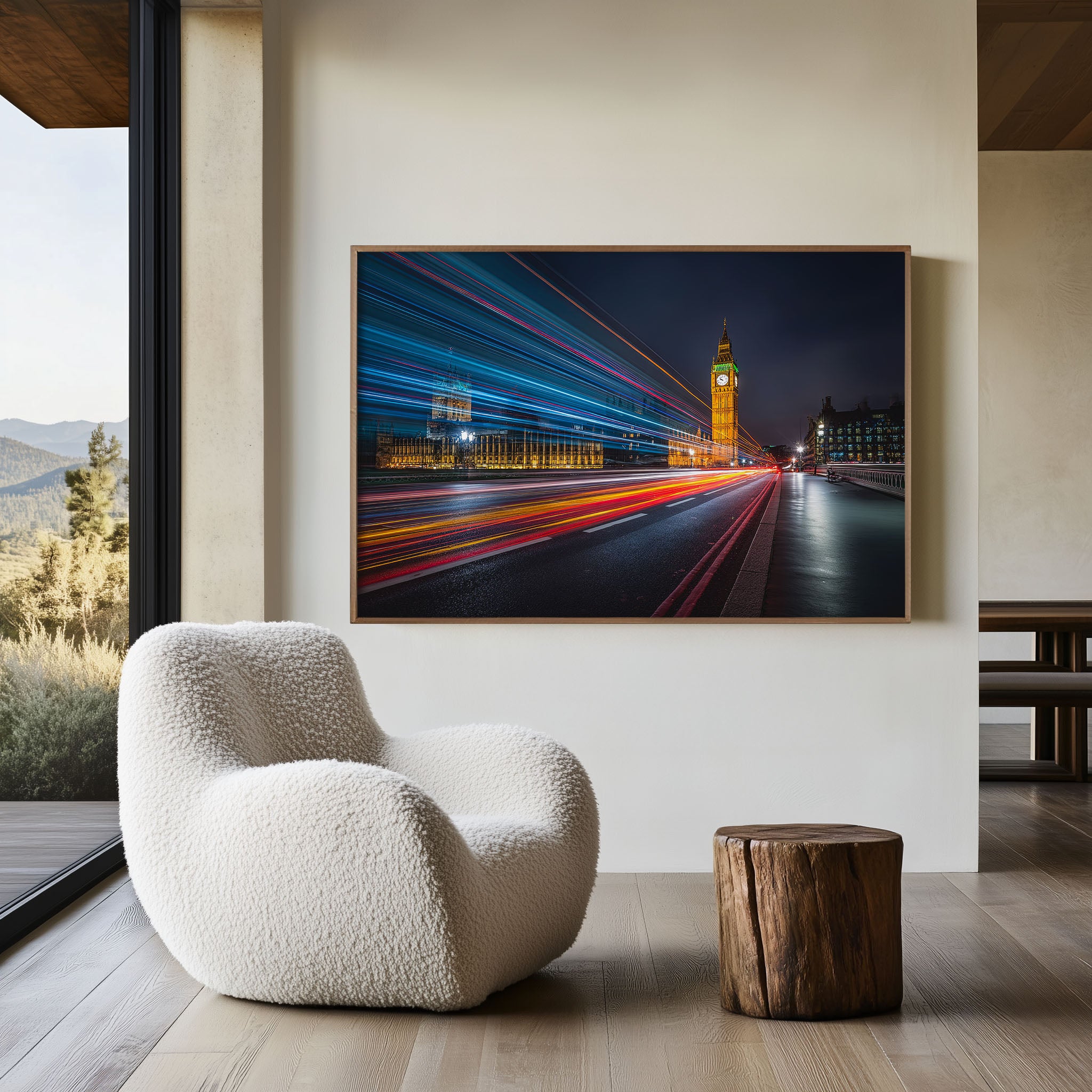London Big Ben Wall Art Print, Westminster Bridge Night Lights