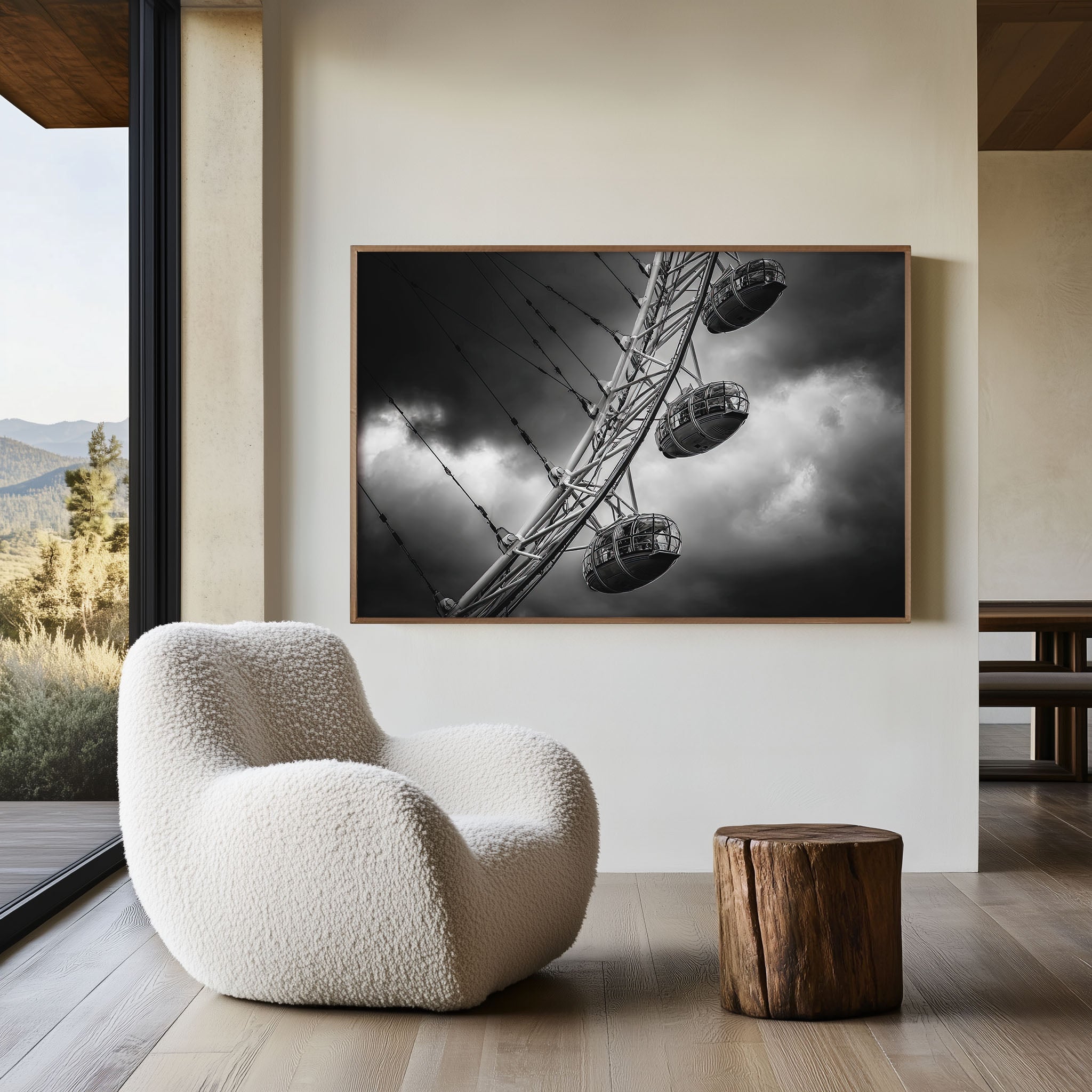 London Eye Black & White Wall Art Print
