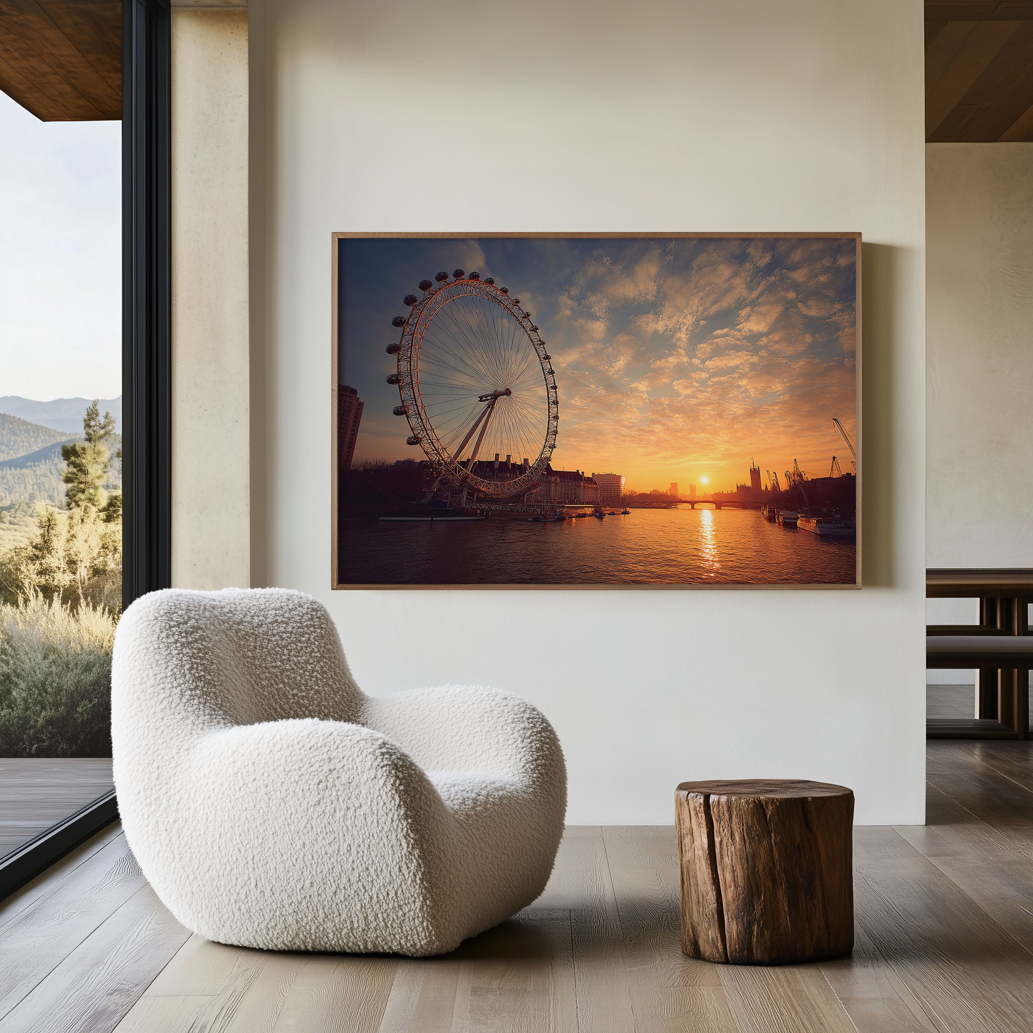 London Eye Sunset Wall Art Print – Thames River Cityscape Canvas