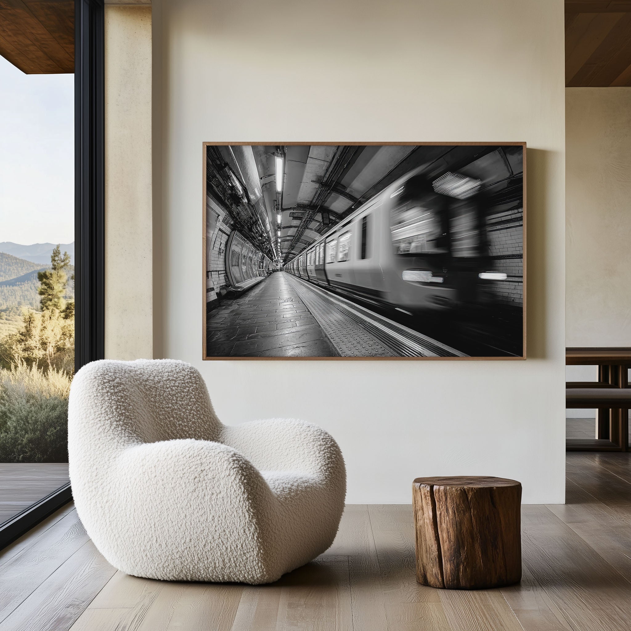London Underground Black & White Wall Art Print