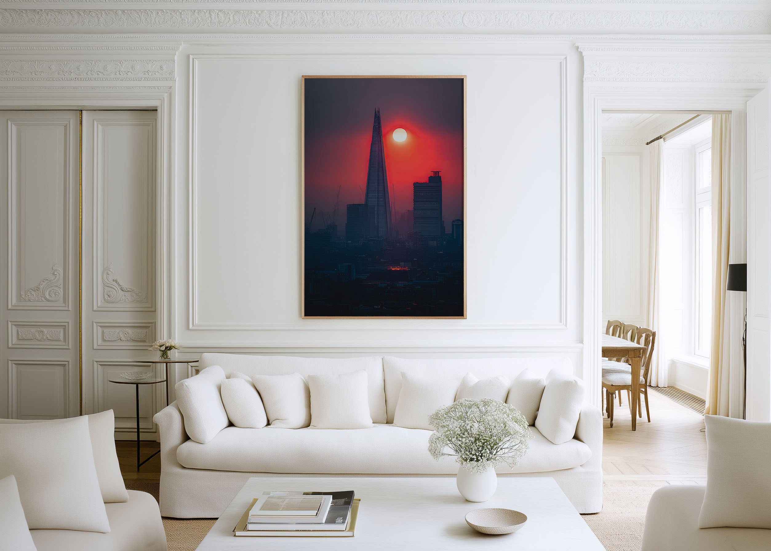 London The Shard Sunset Wall Art | London Skyline Blood Moon UK Print | Travel Photography Poster