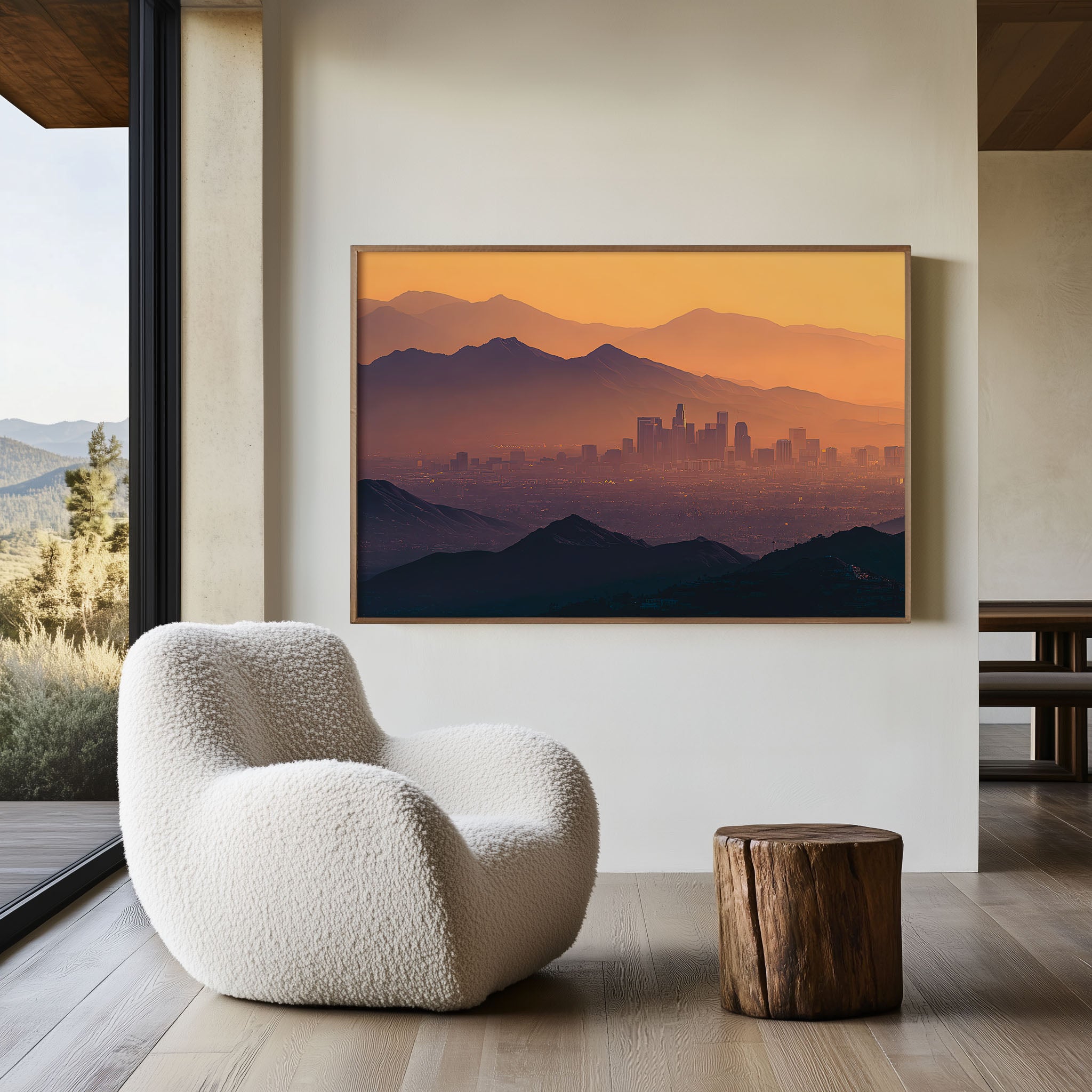 Los Angeles Skyline Sunset Wall Art Print | Downtown LA Cityscape